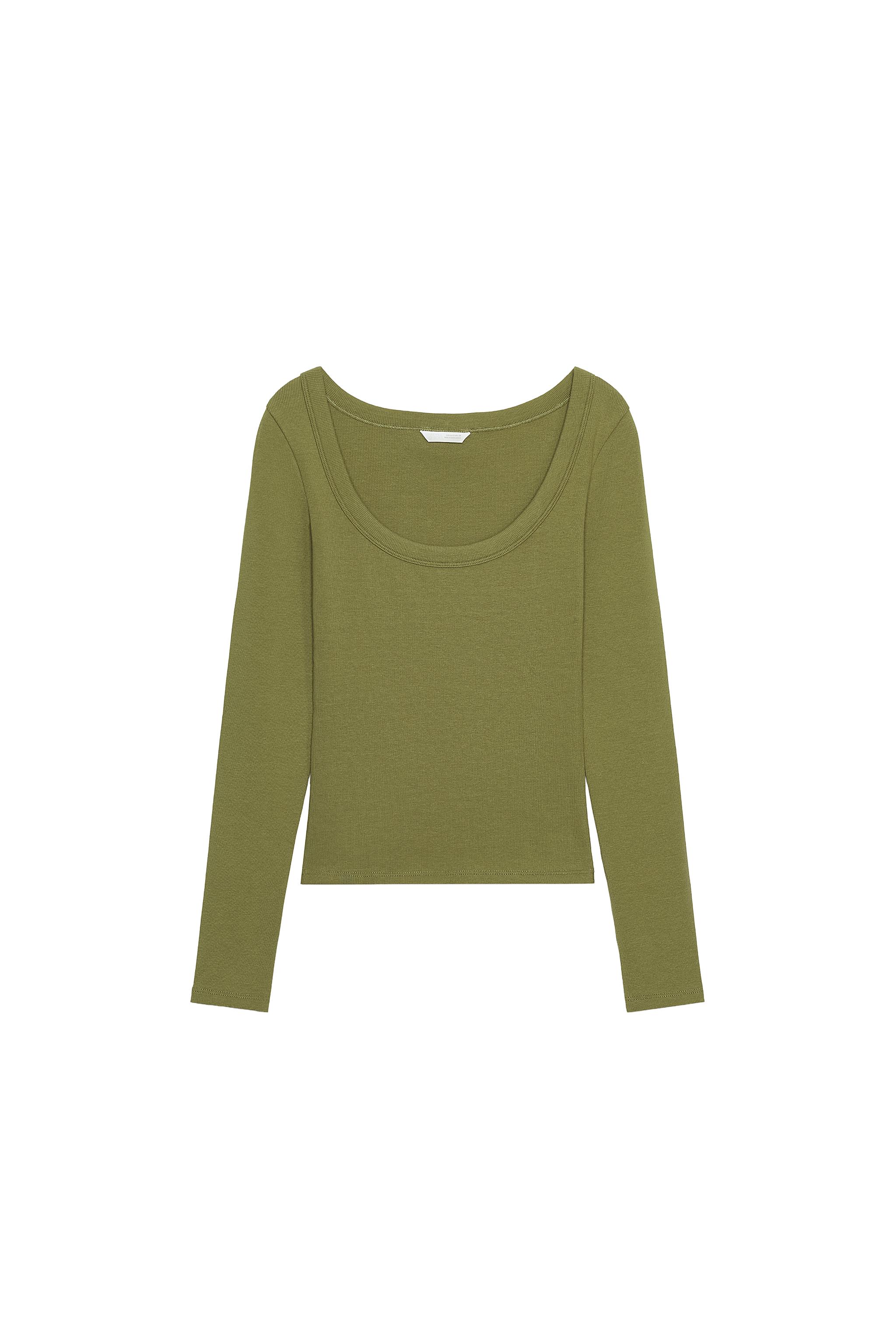 Long-sleeve rib blouse