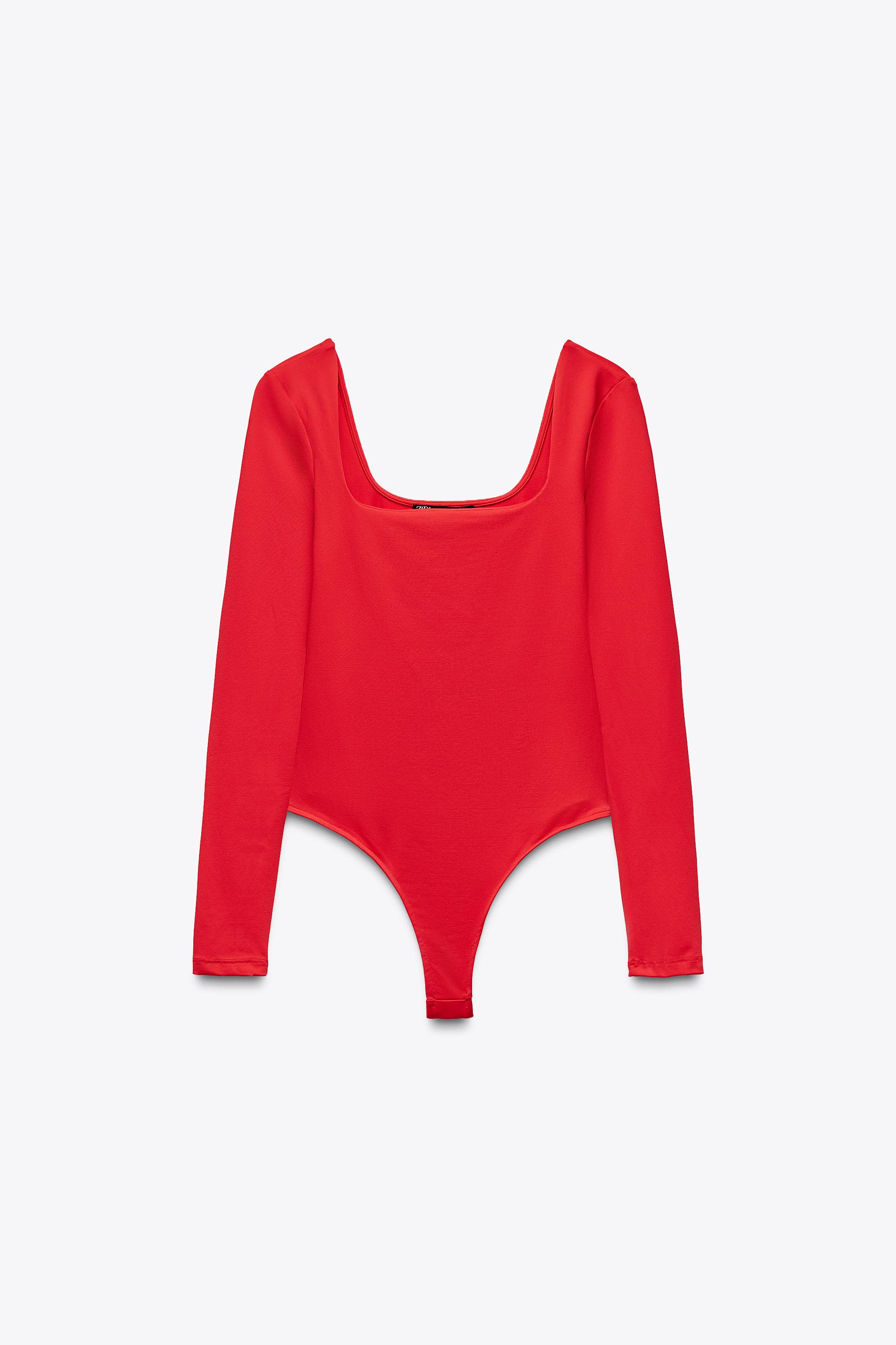 Square-neck polyamide bodysuit