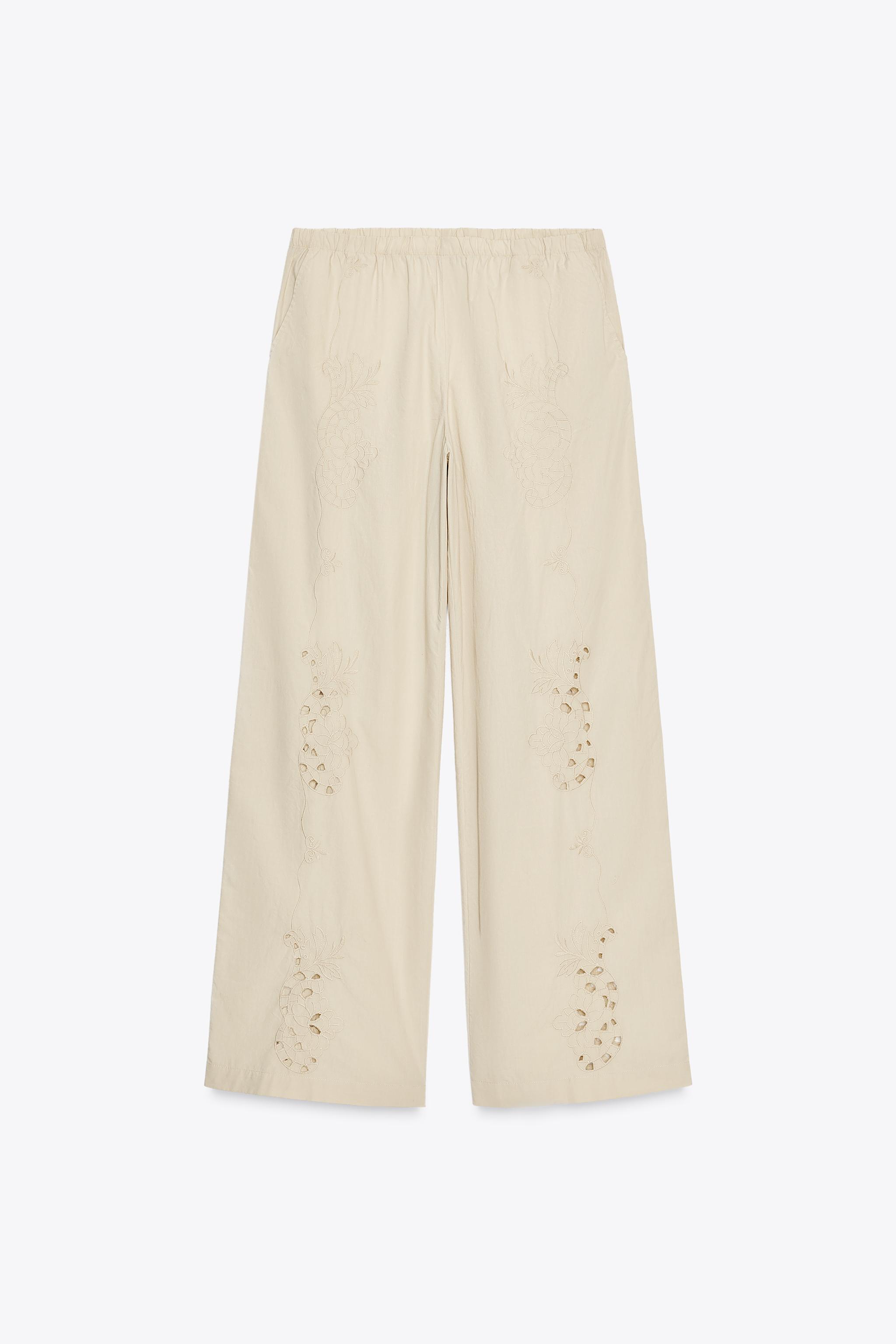 Embroidered pajama trousers