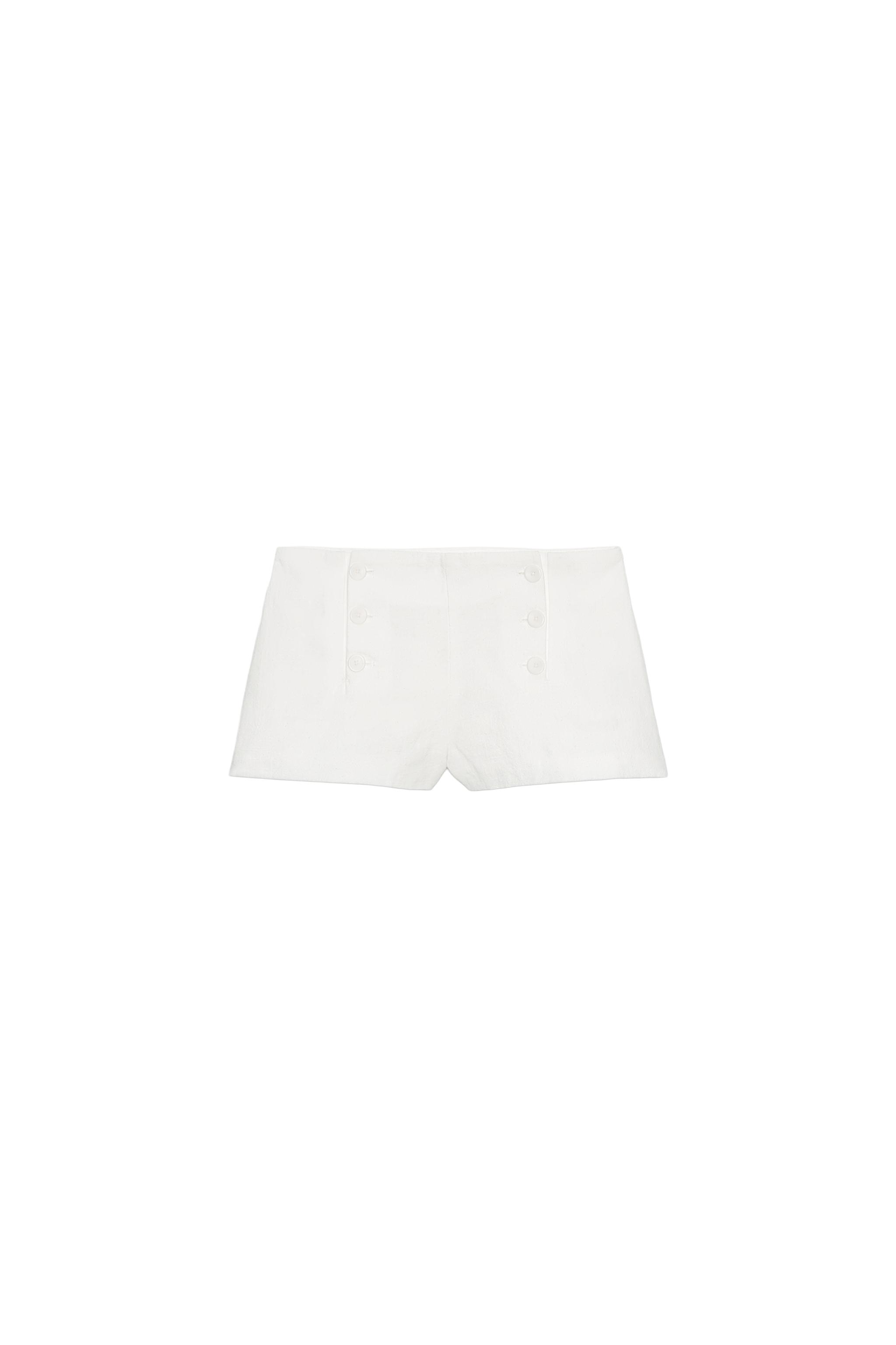 Ramie Blend Button Shorts