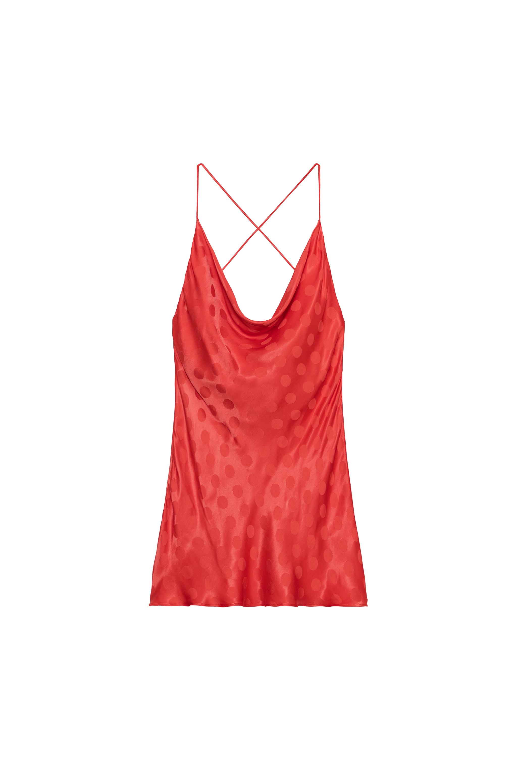 Satin polka-dot dress