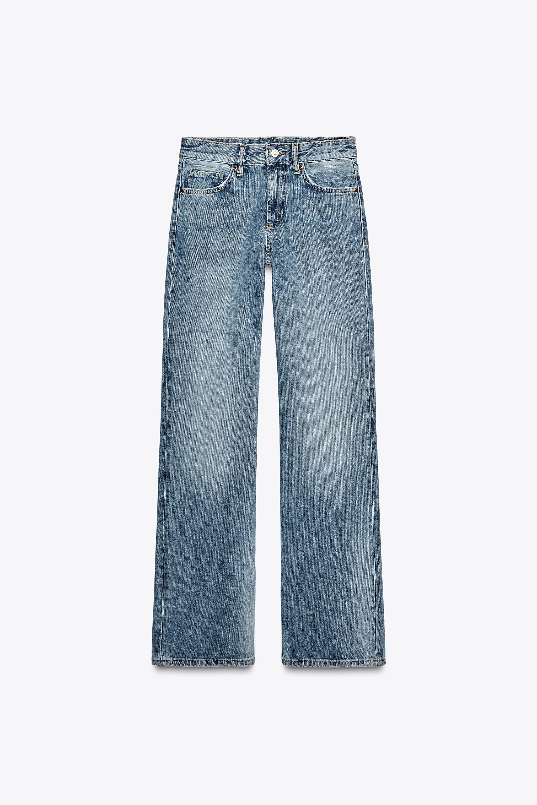 Wide-leg mid-rise jeans