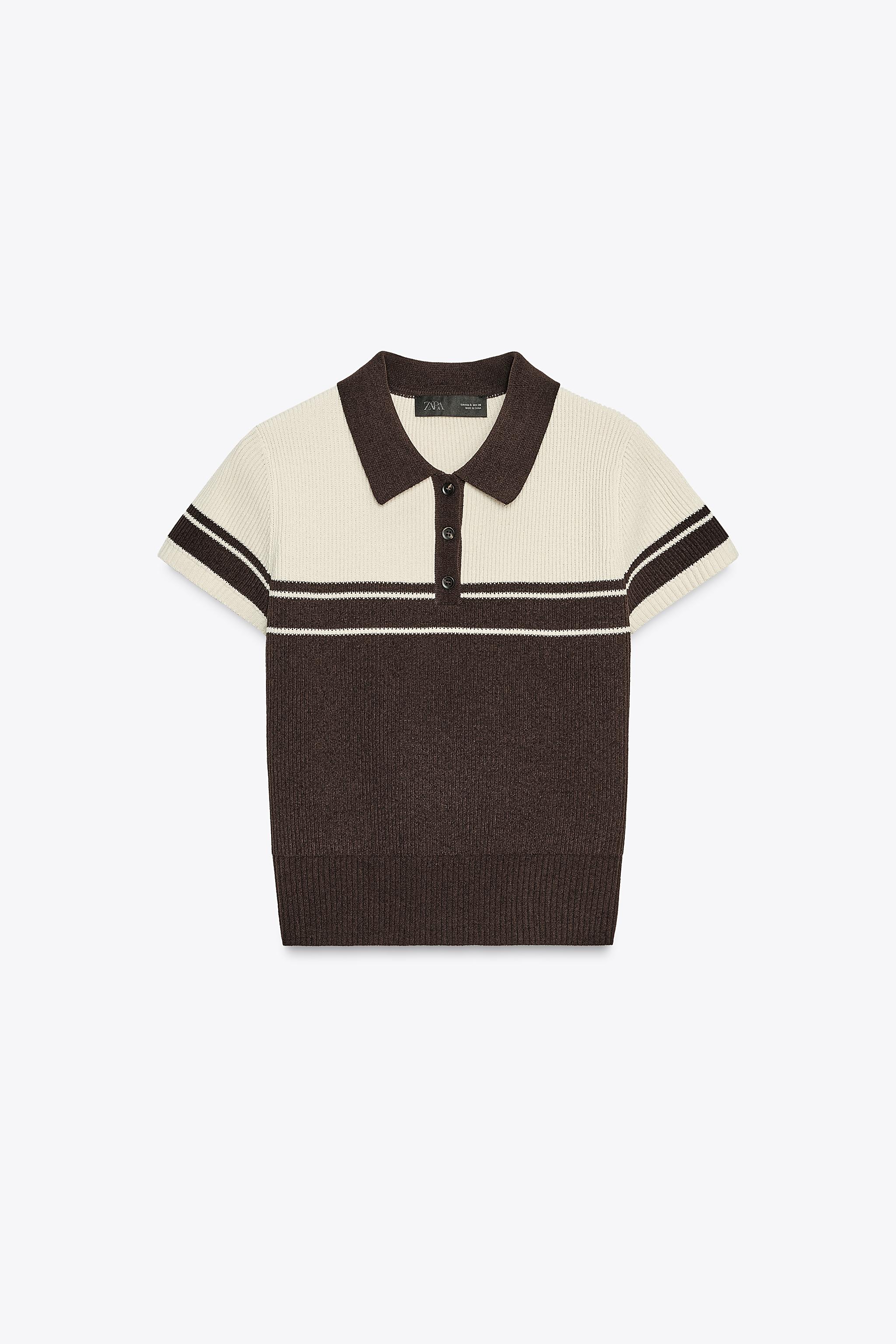 Rib knit polo top