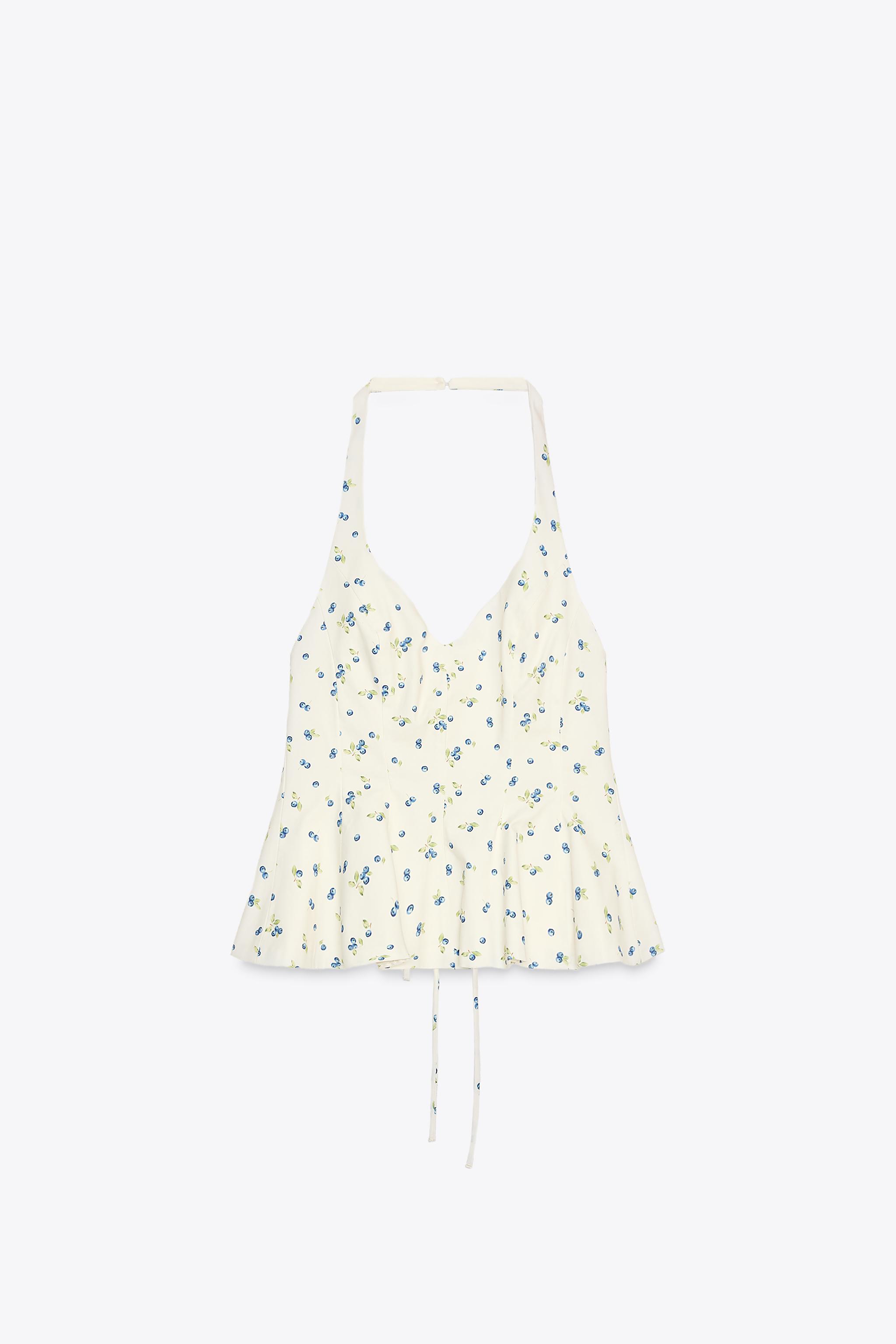 Floral poplin halter top