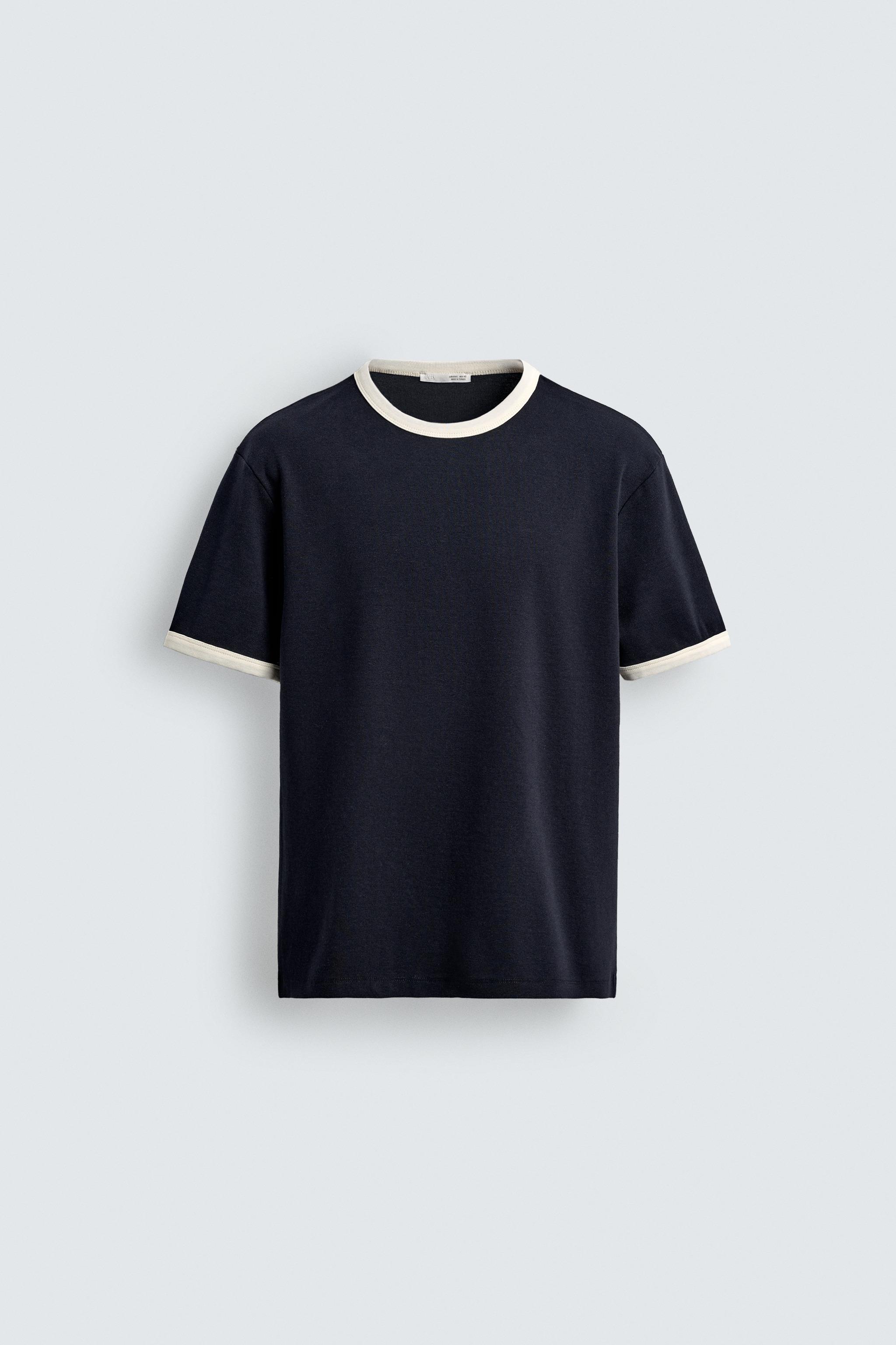 Rib contrast-detail T-shirt