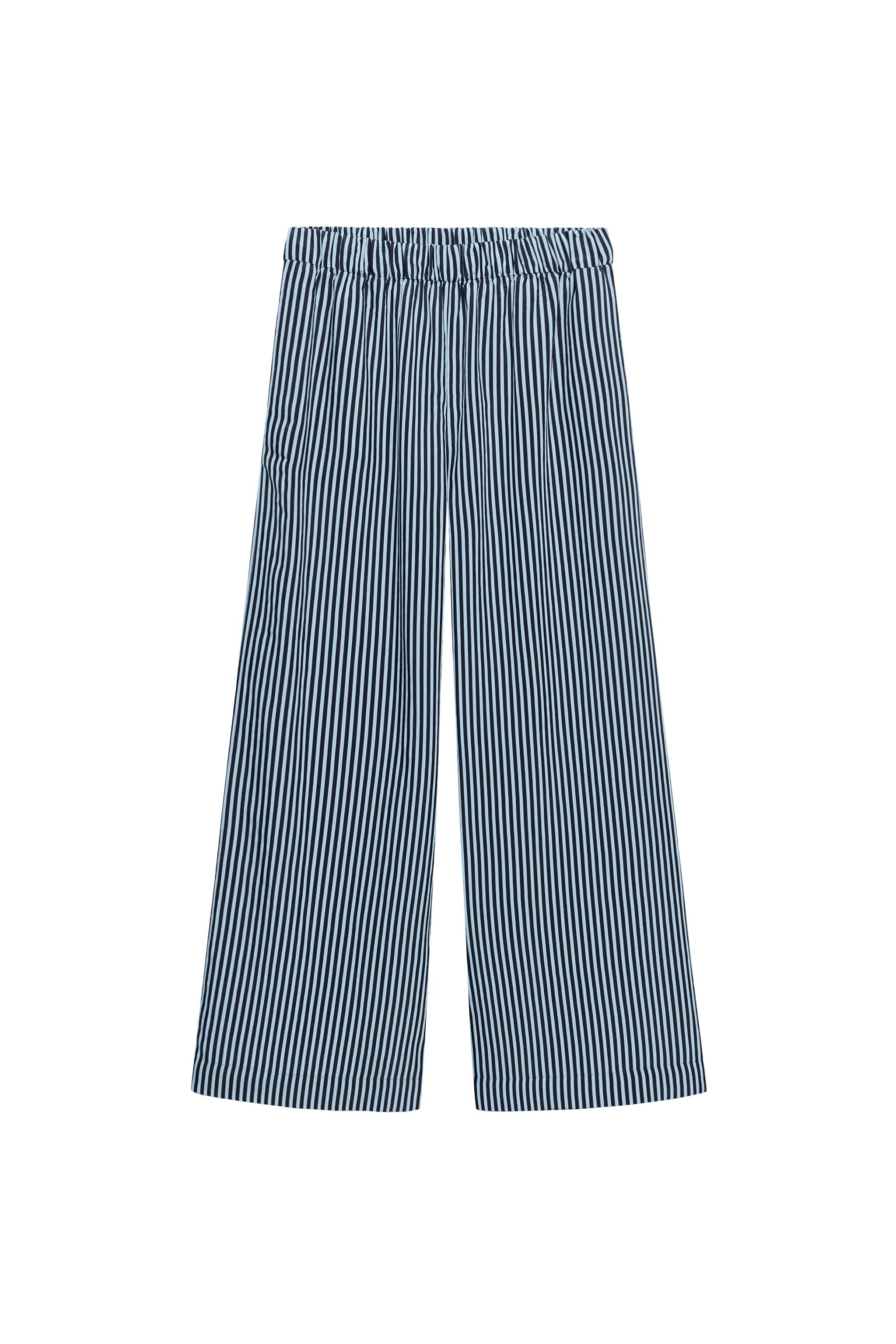 Wide-leg striped trousers