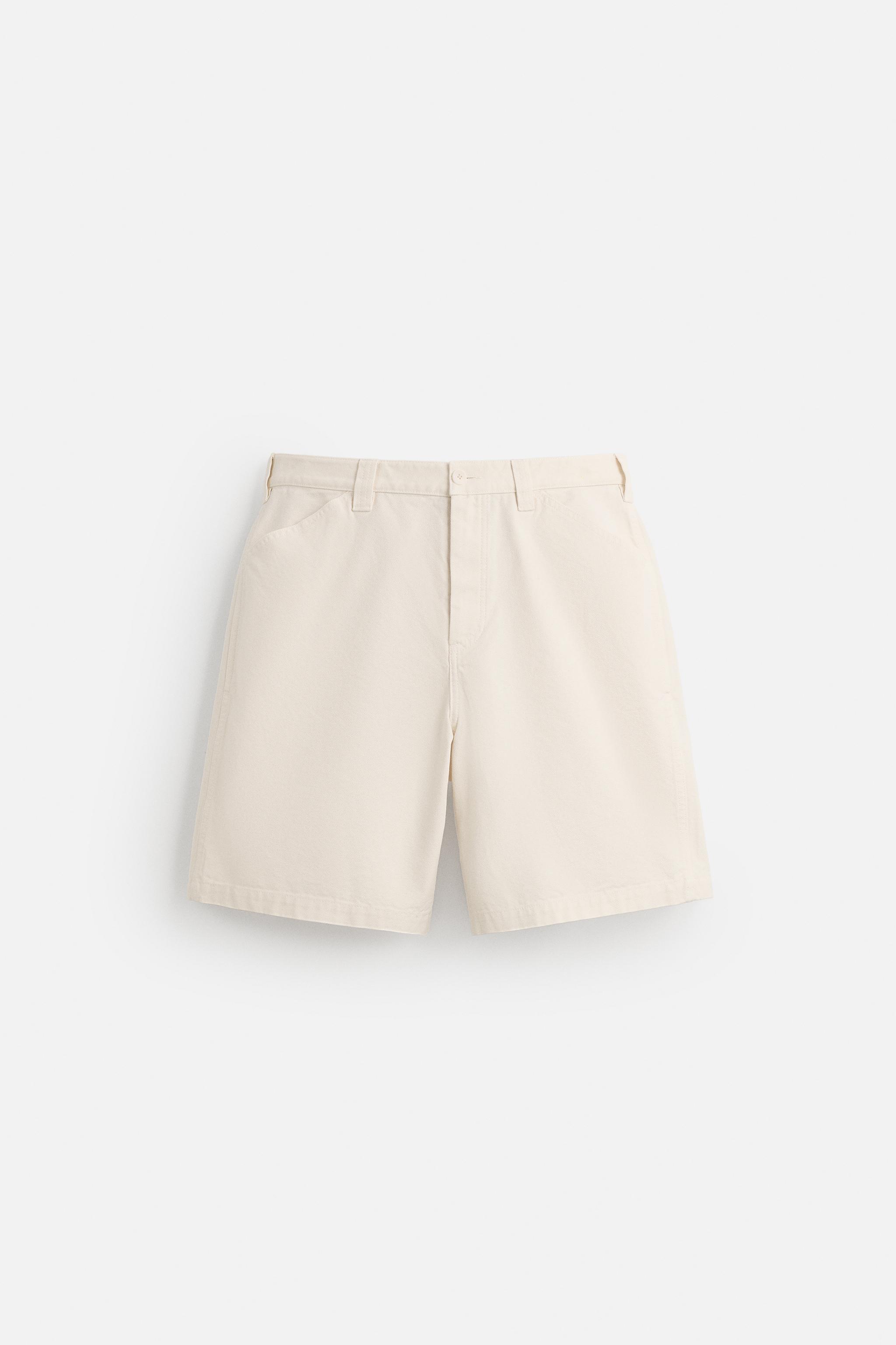Textured canvas bermuda shorts