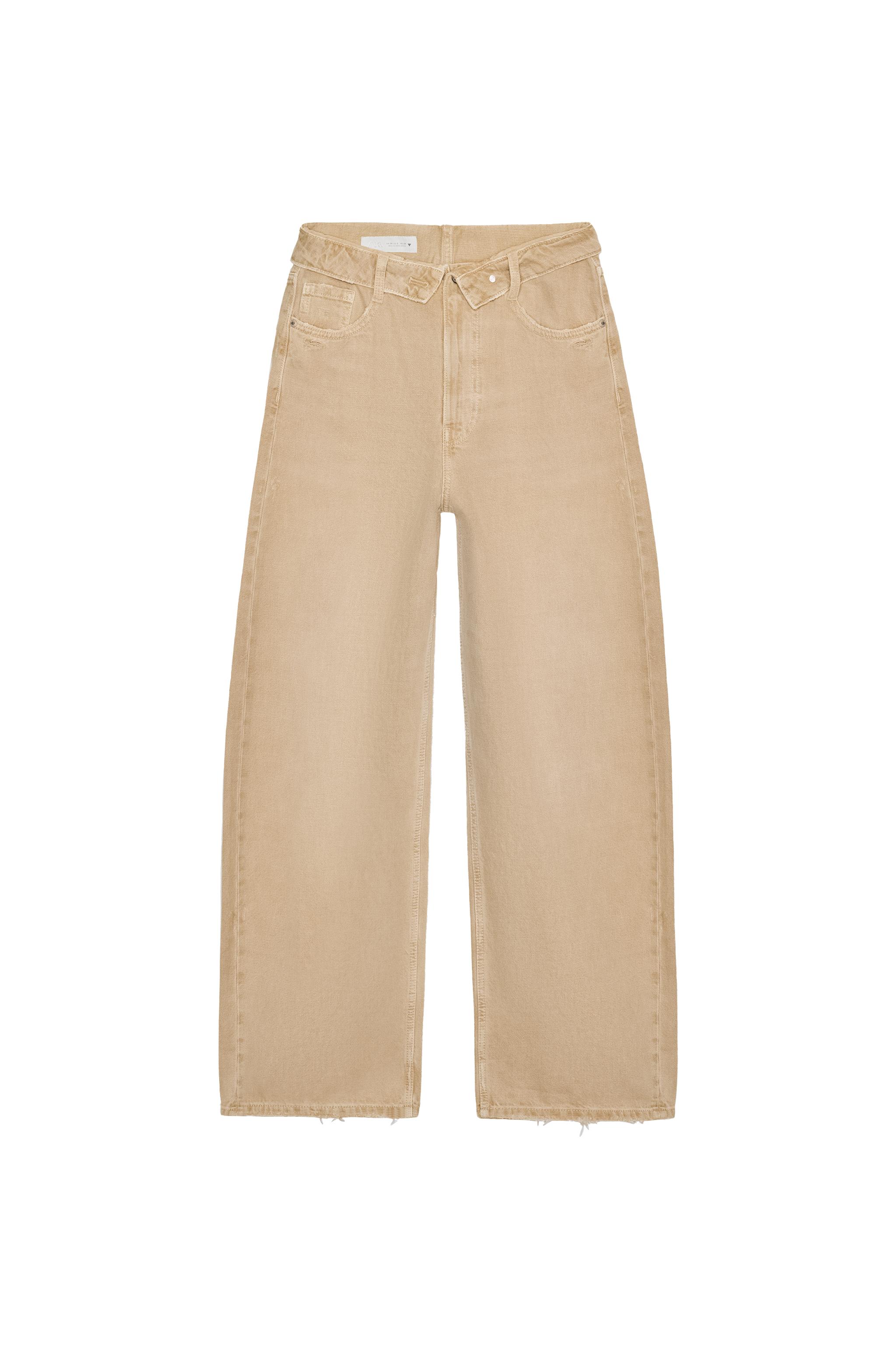 Mid-rise folded-waist jeans