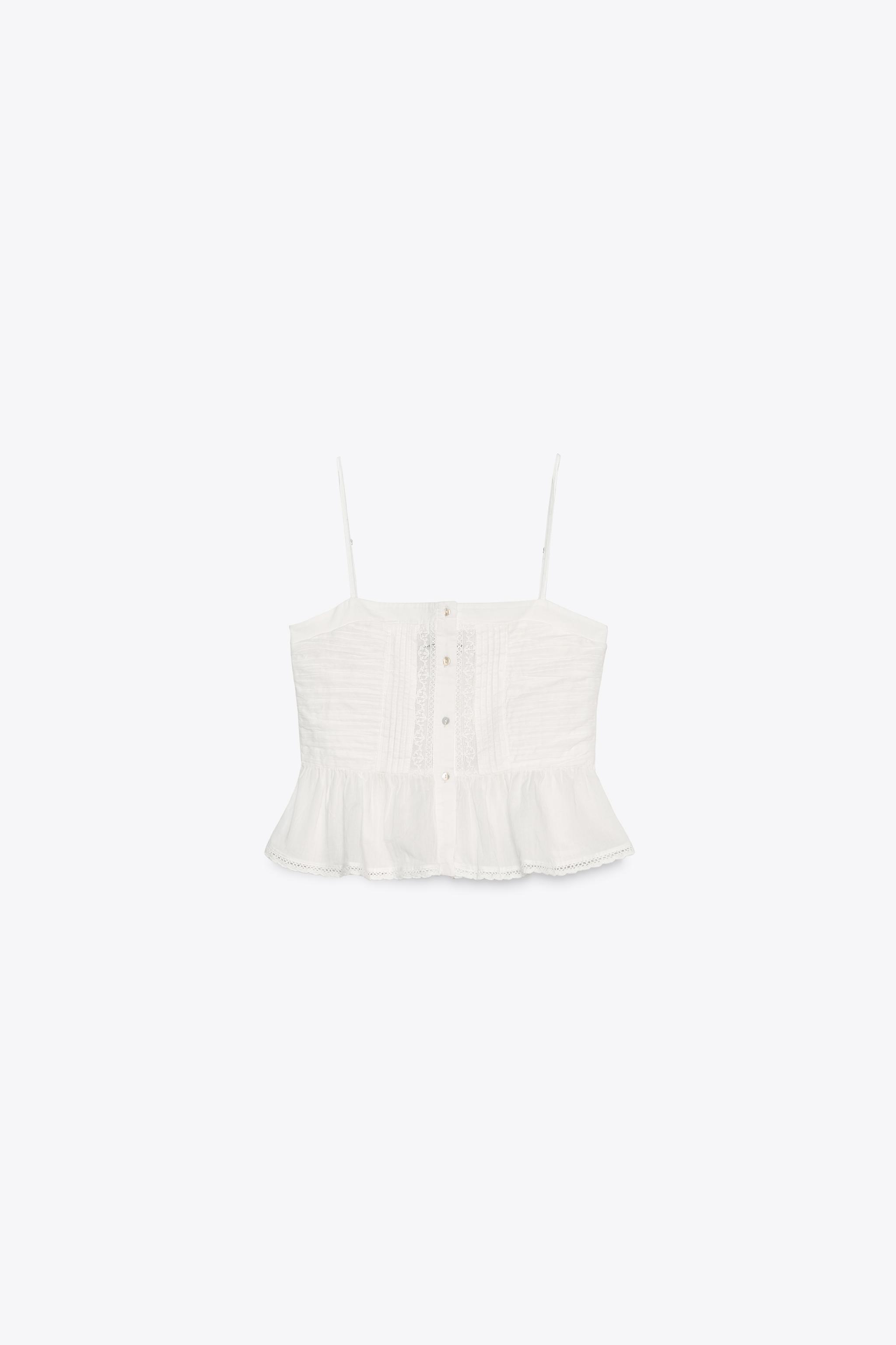 Draped embroidered top
