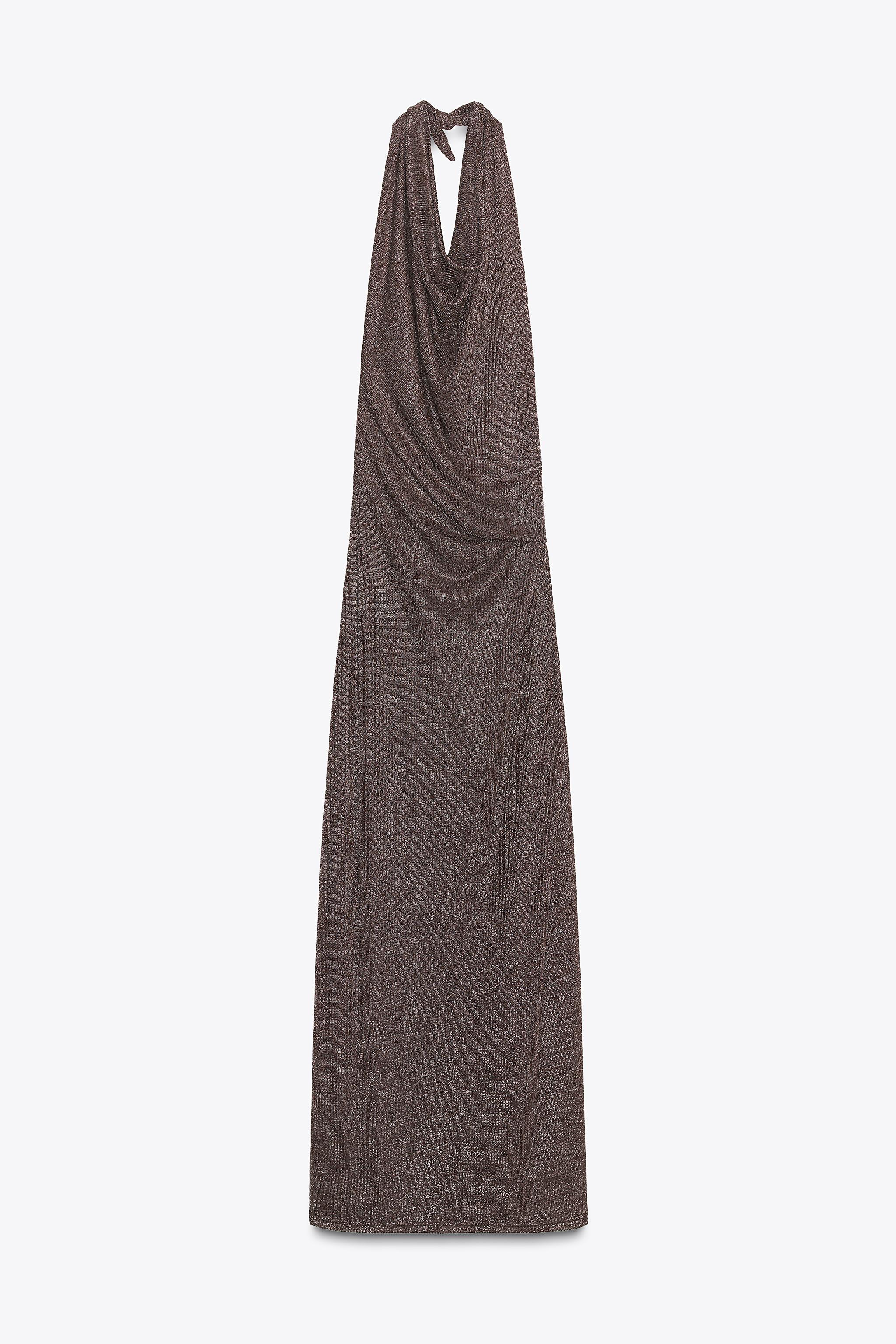 Long dress with metallic thread