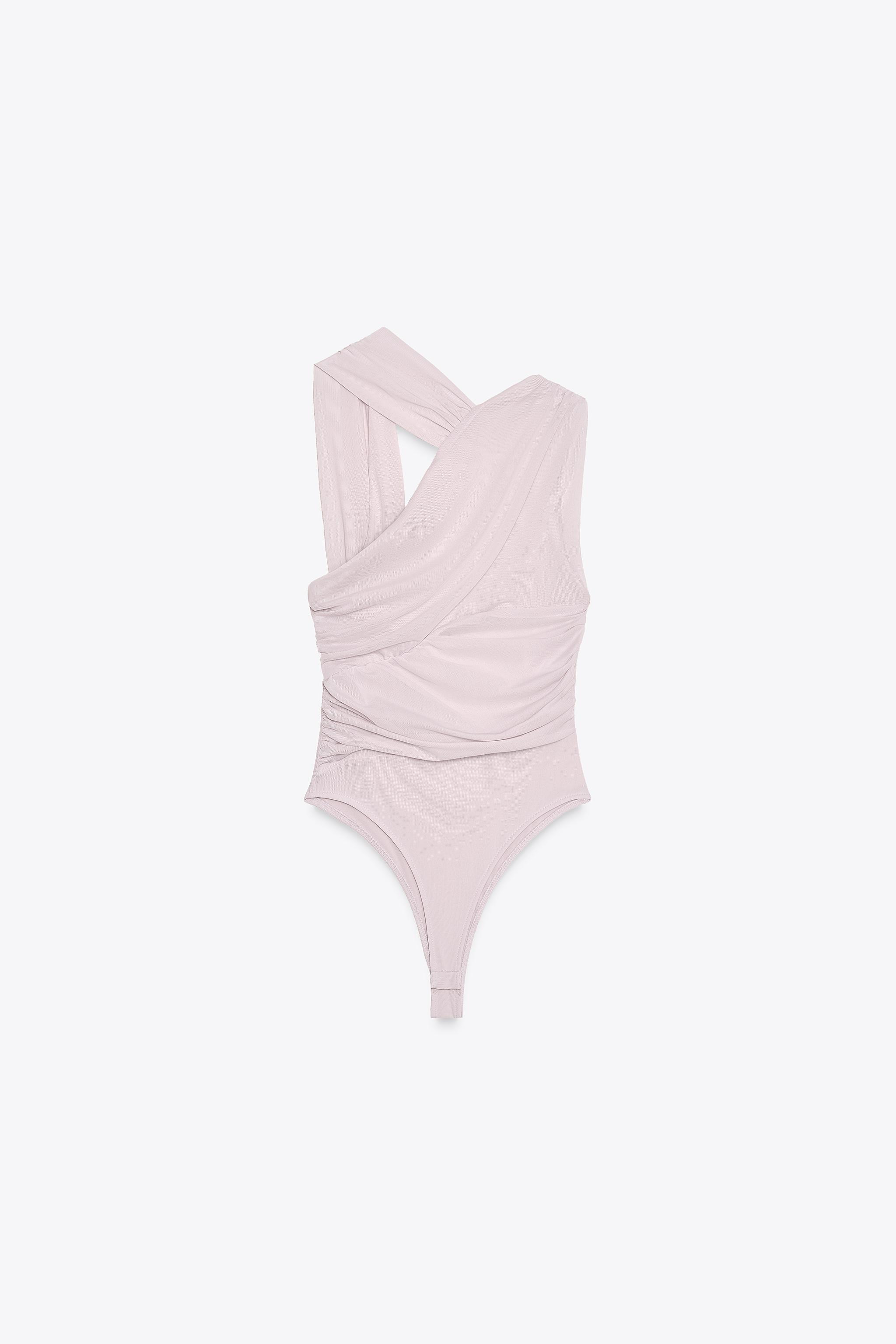 Draped tulle bodysuit