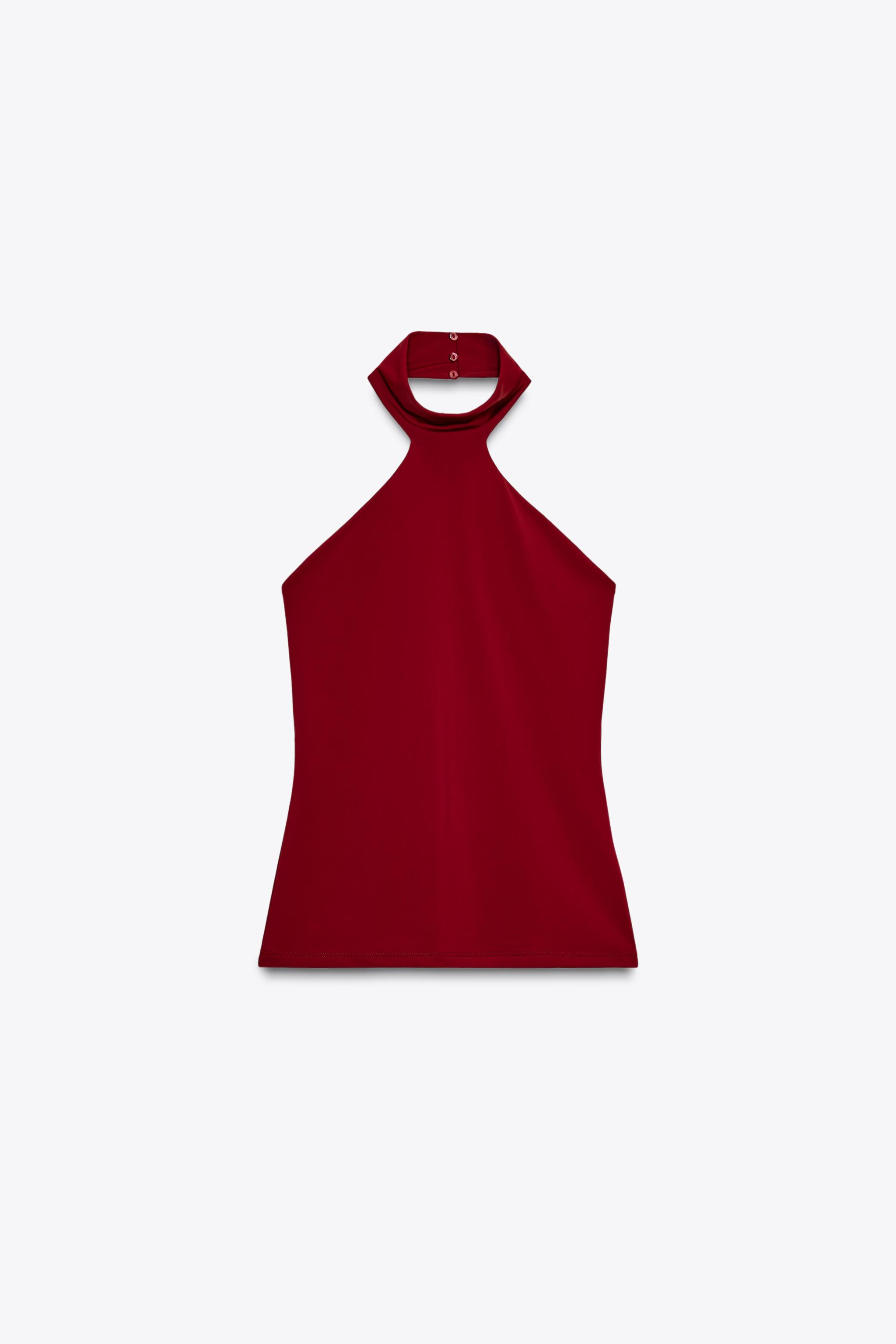 Halterneck polyamide top
