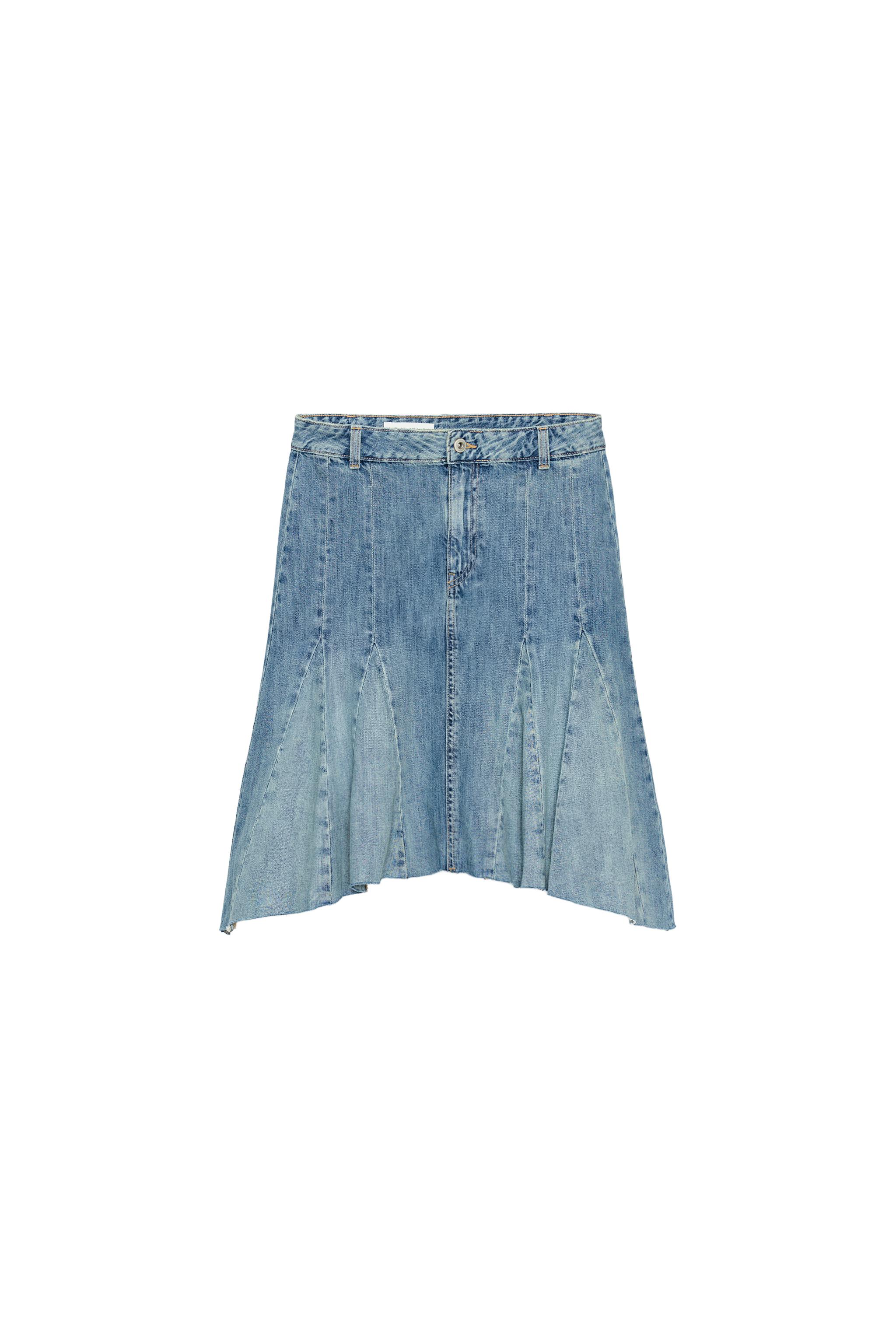 Denim godet skirt
