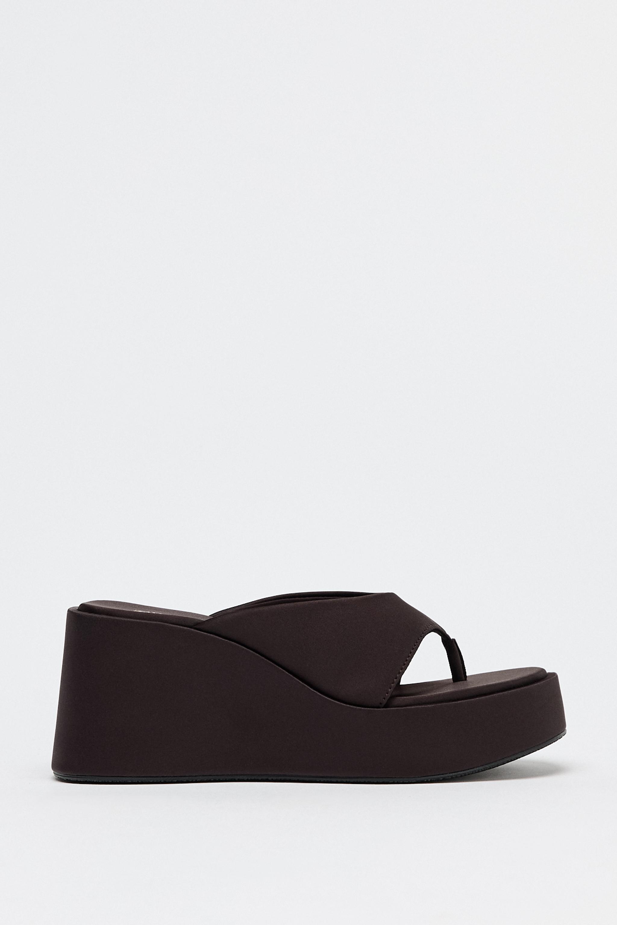 Satin-effect platform sandals