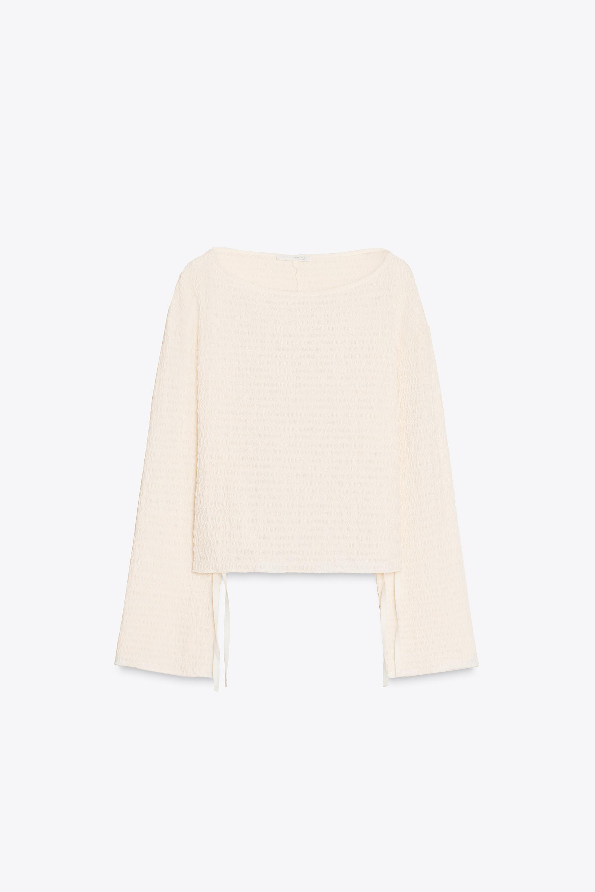 Textured tie‑band top