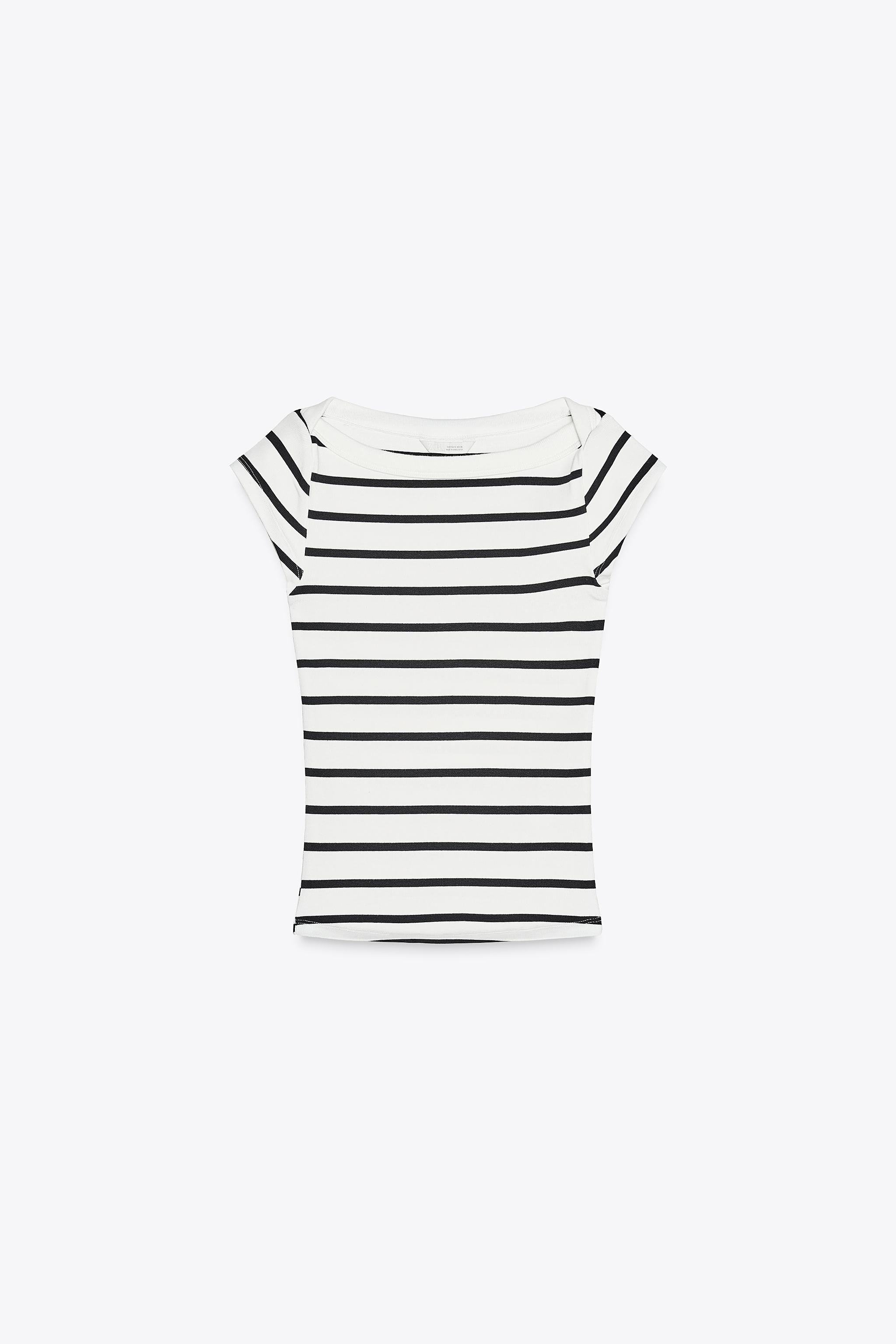 Boat neck striped top