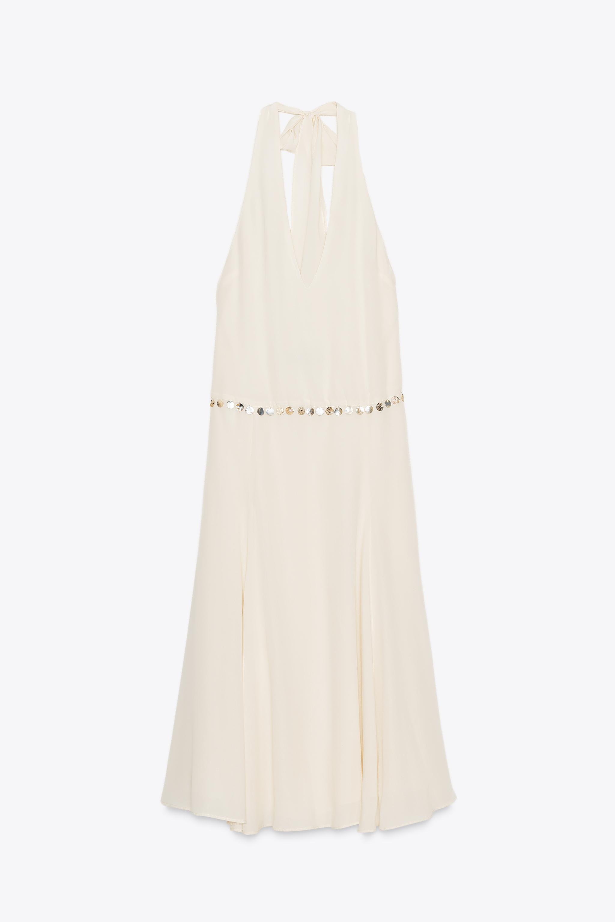Beaded halter midi dress