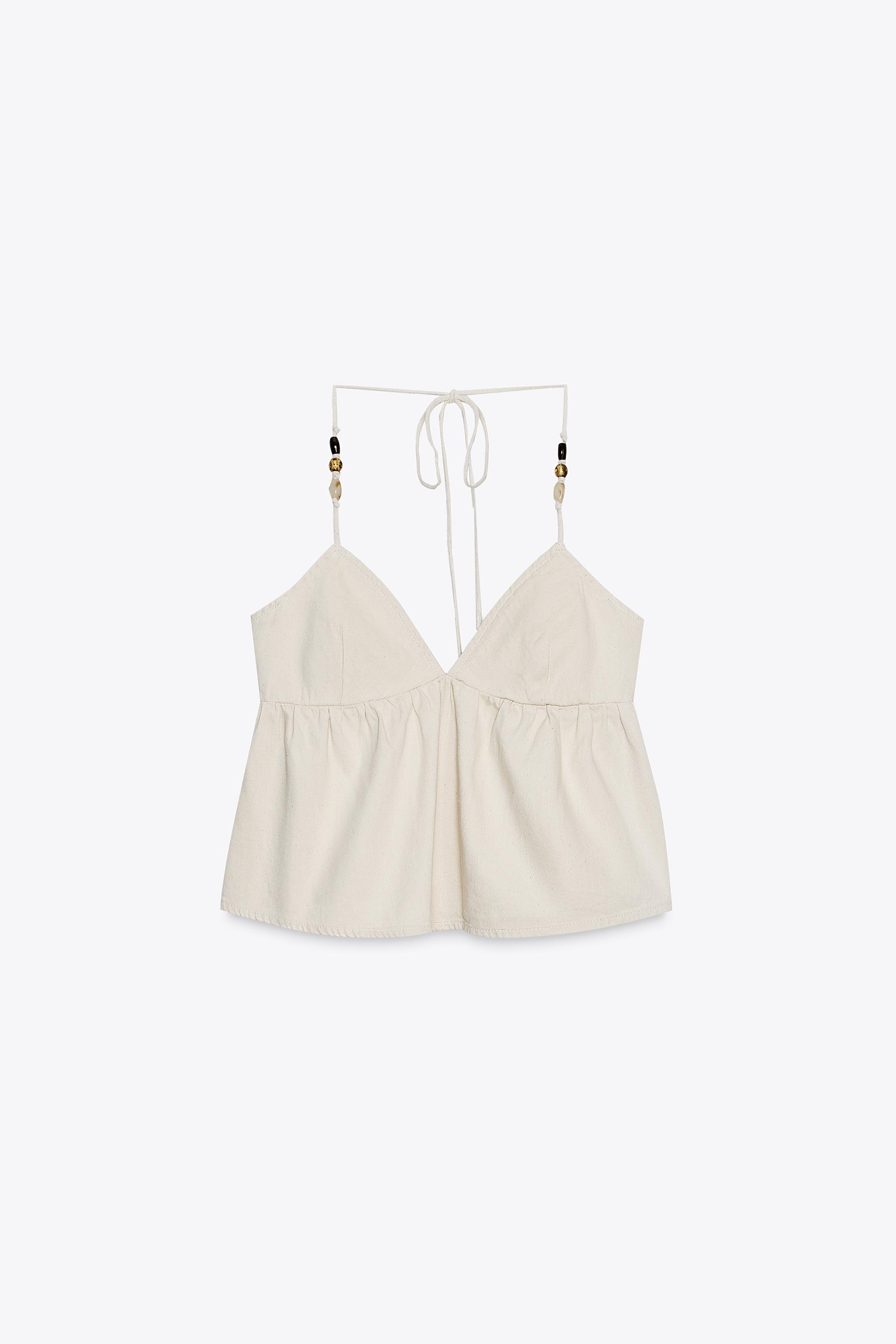 Denim halterneck top