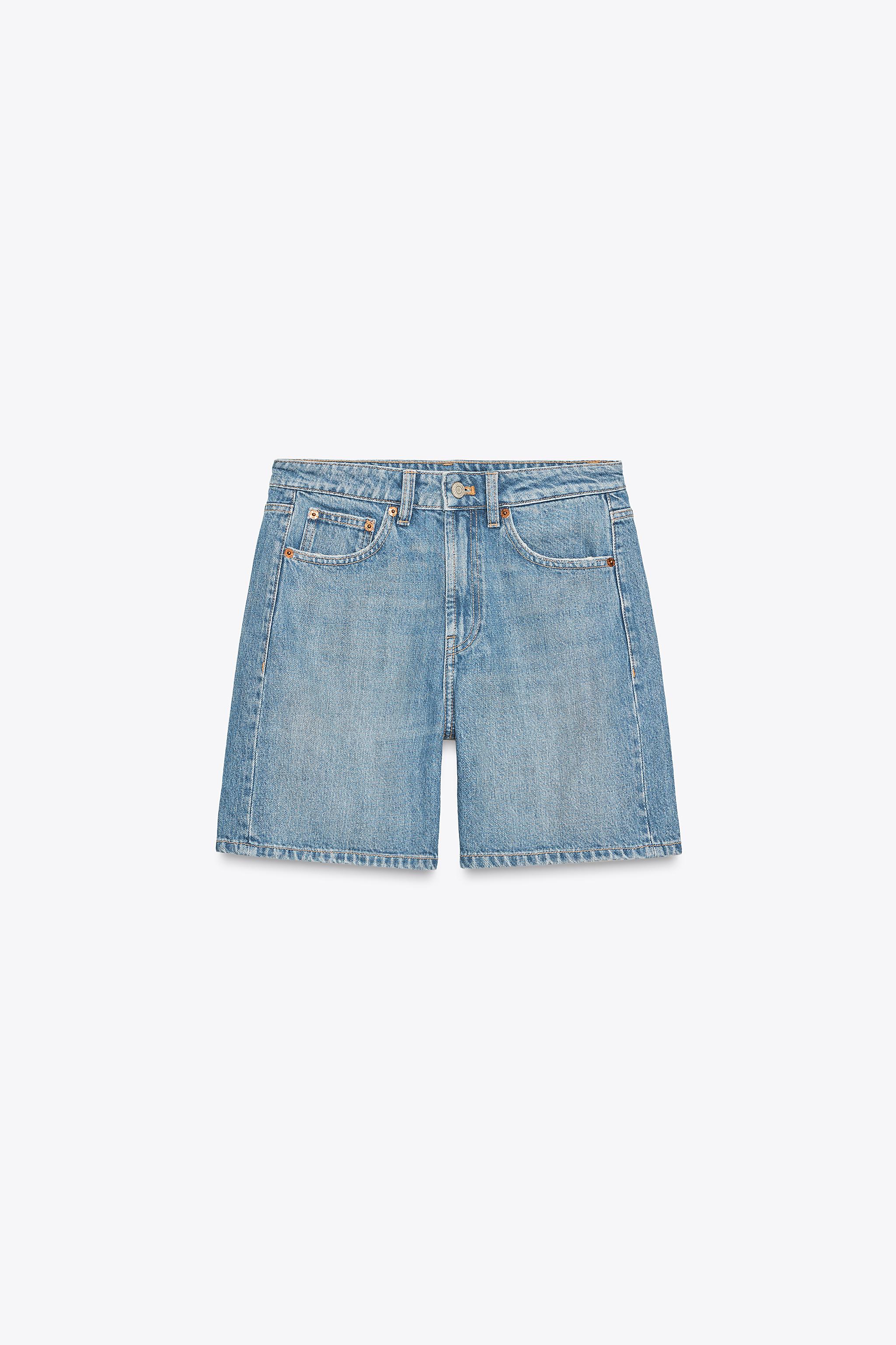 Mid-rise denim shorts
