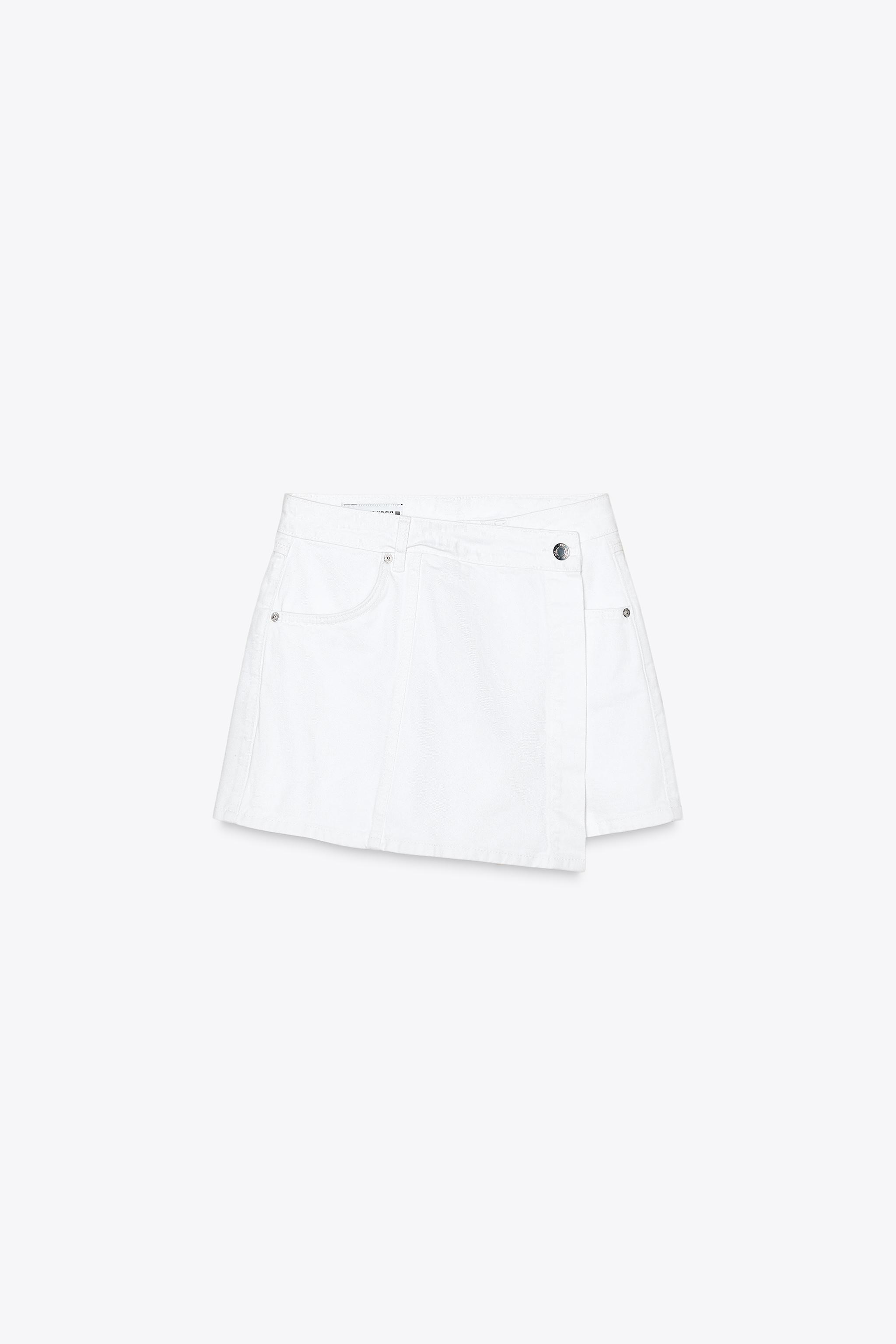 Wrap denim skort