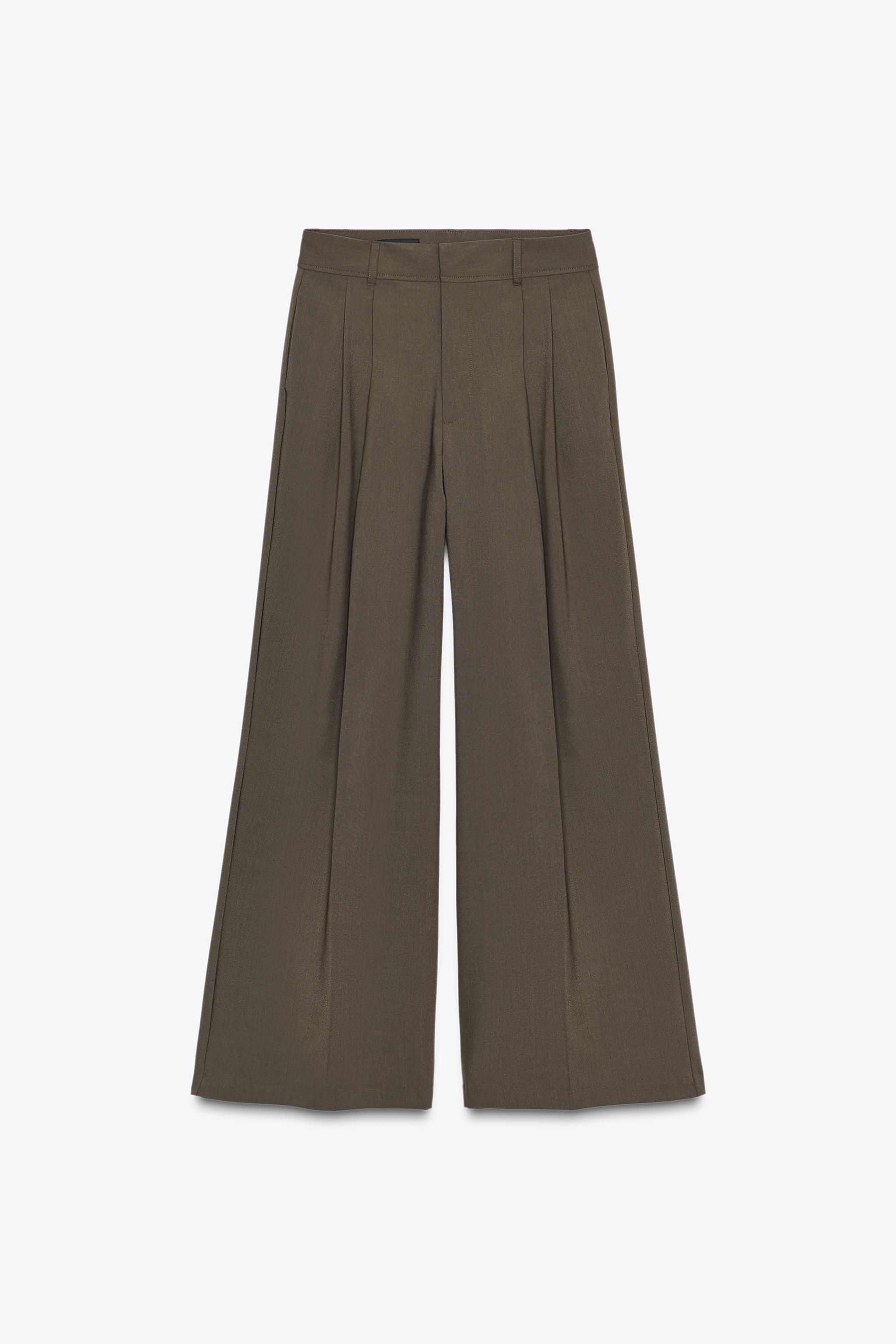 Pleated pinstripe trousers