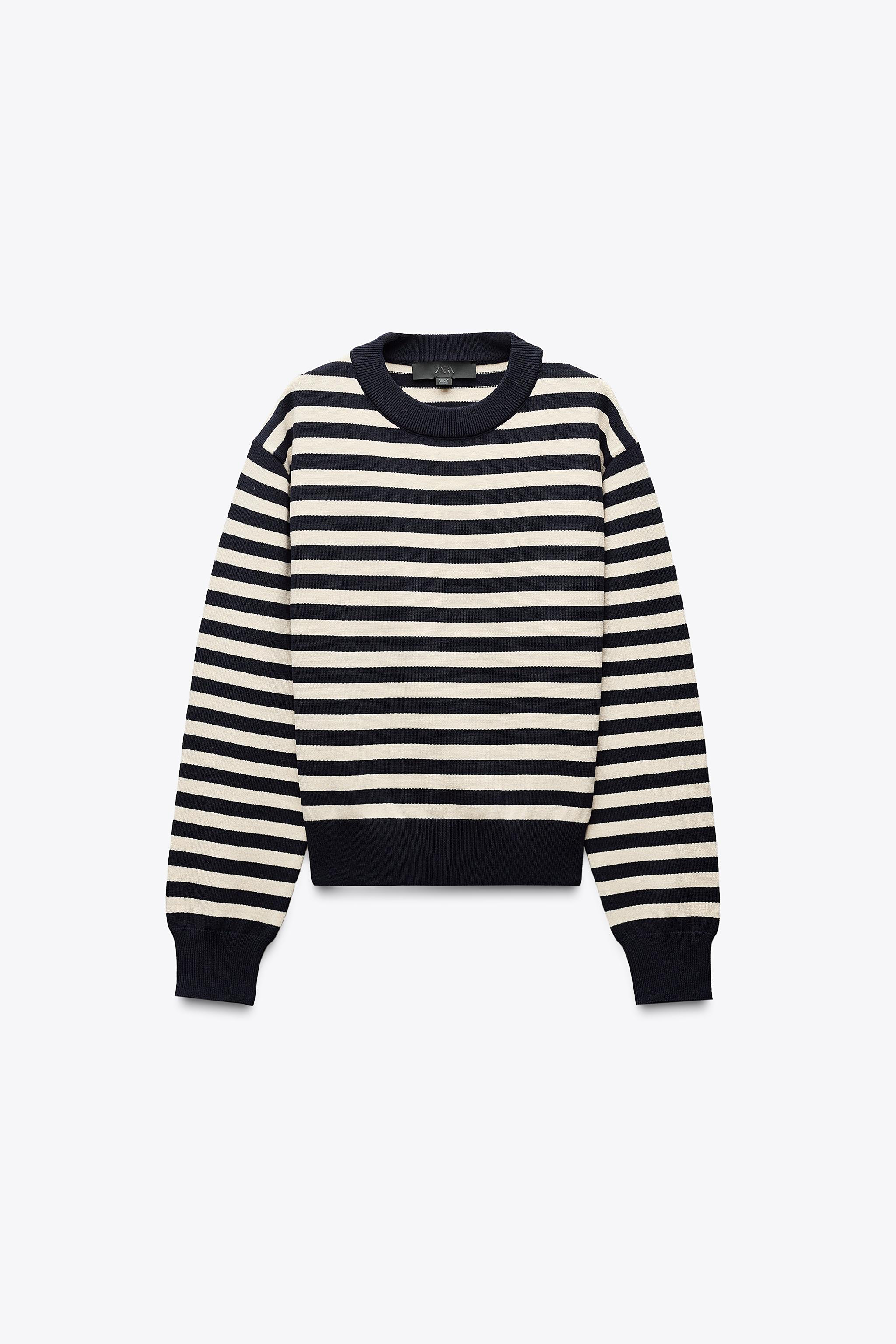 Striped Cropped Knit Sweater