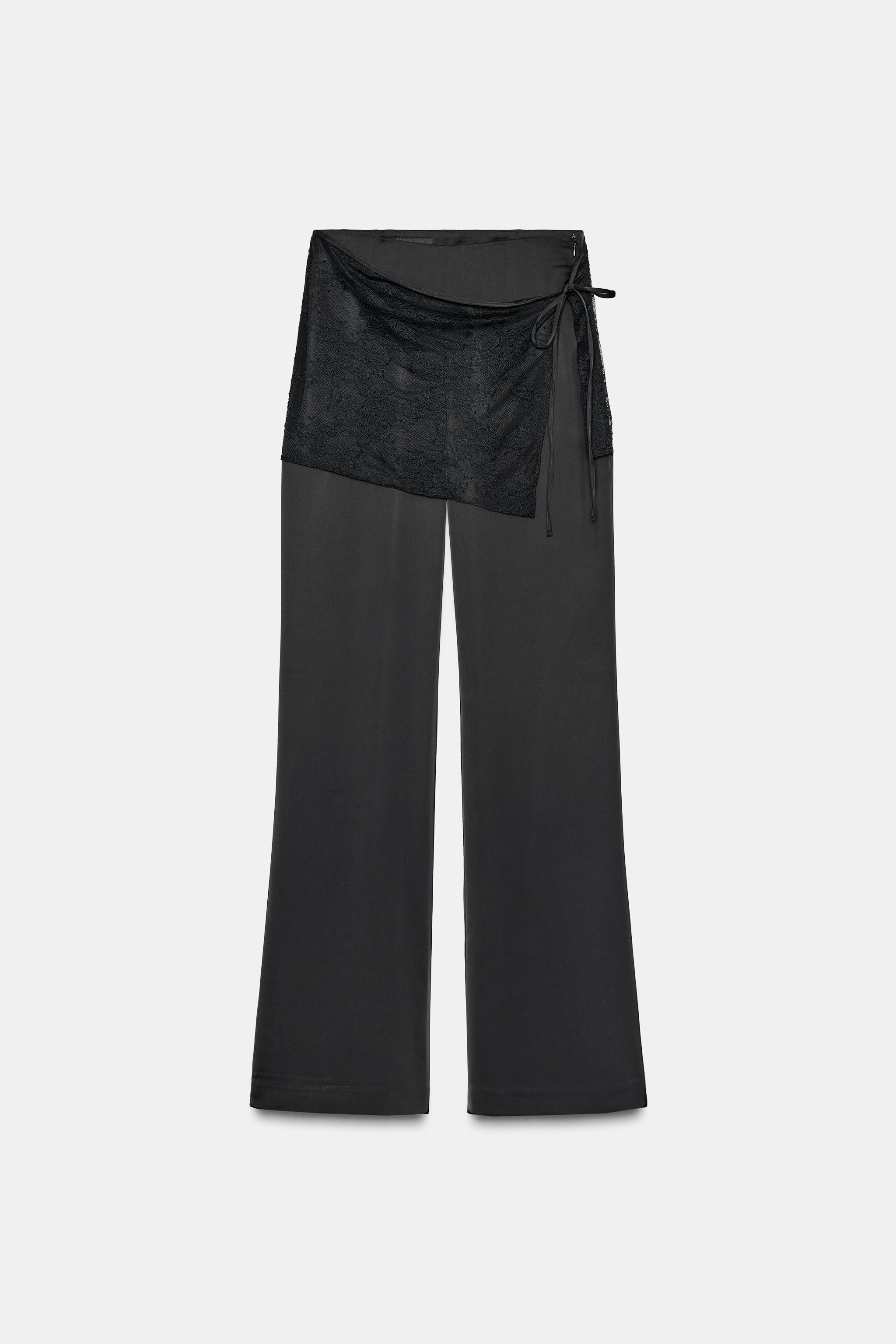 Satin trousers with lace