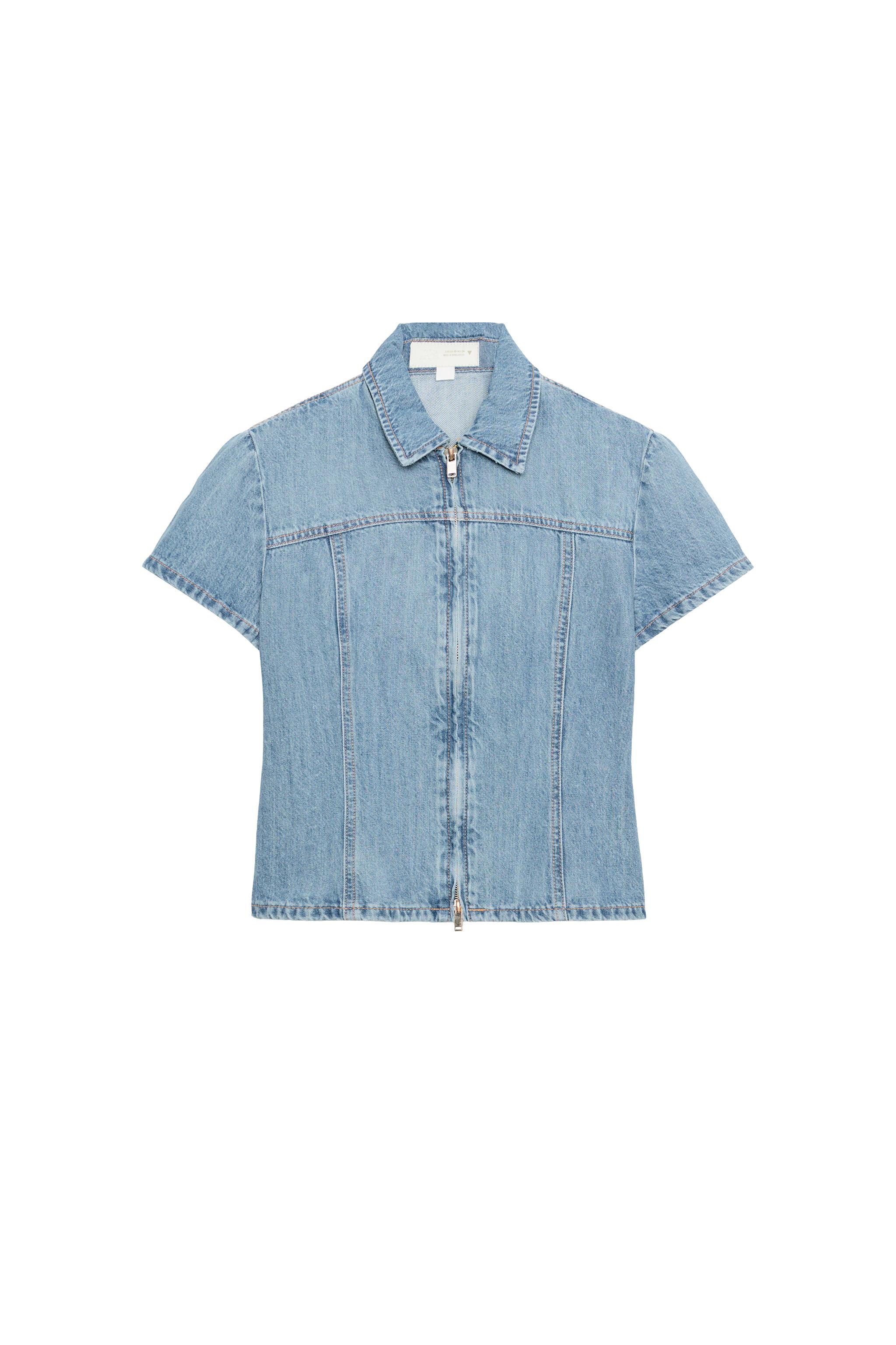 Denim shirt with zipper