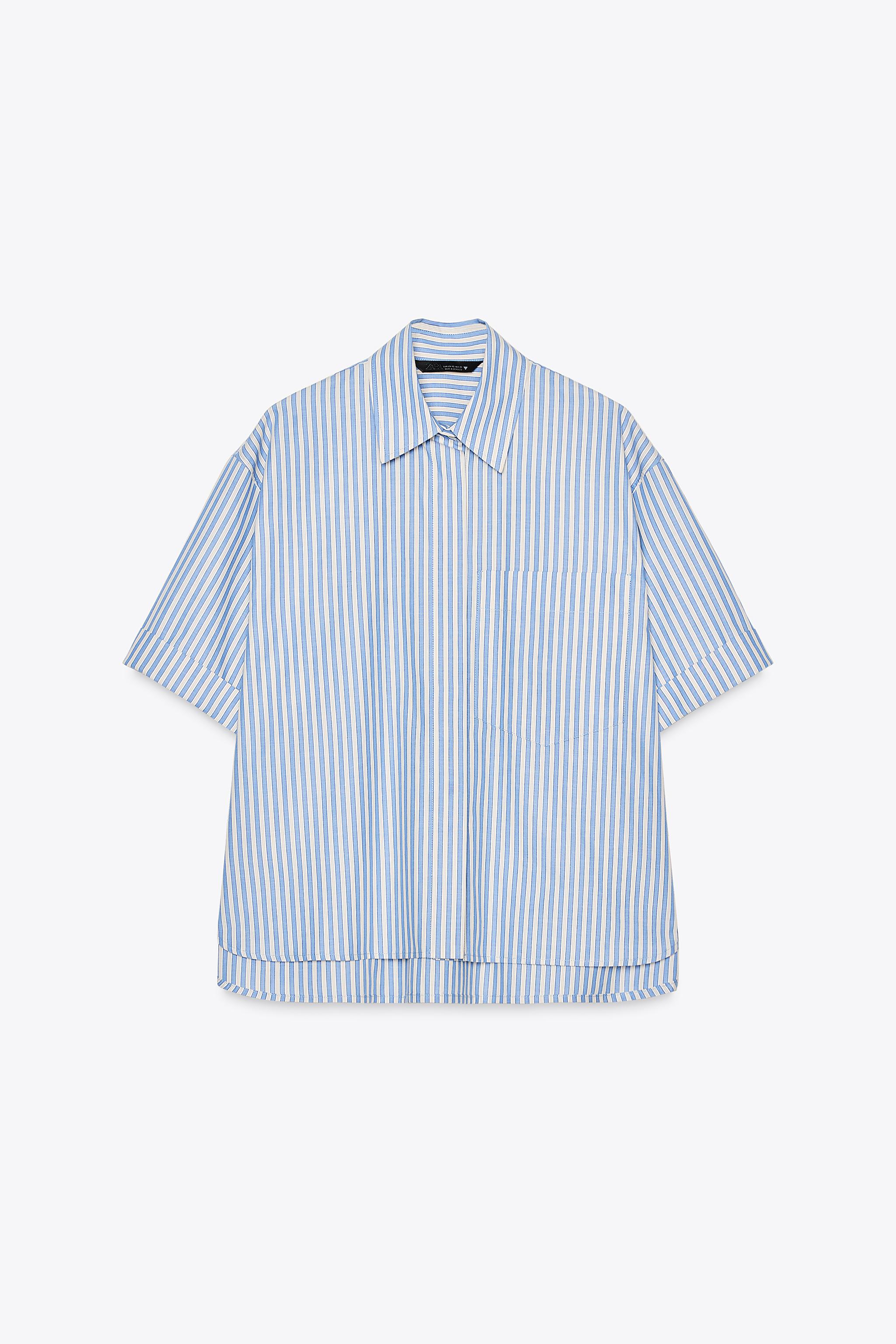 Striped poplin shirt