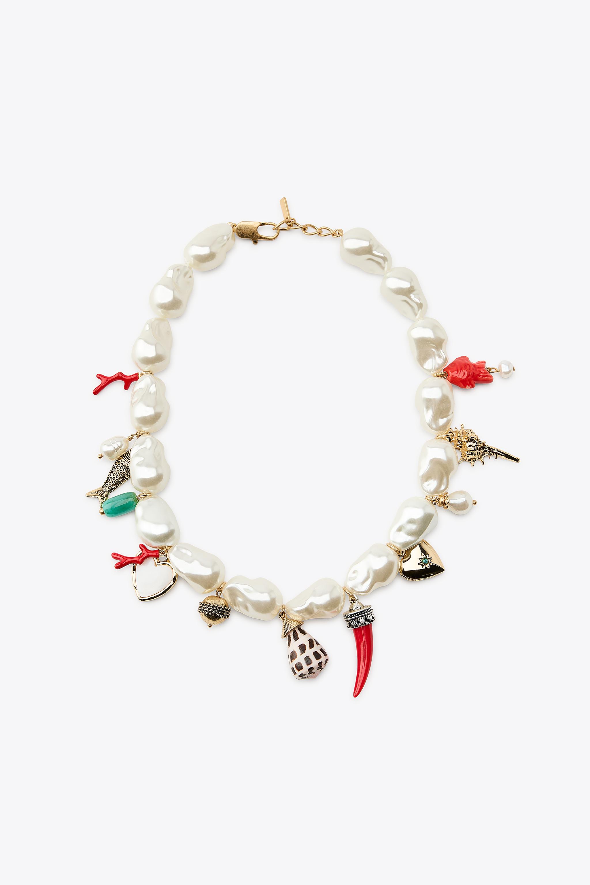 Faux pearl charm necklace