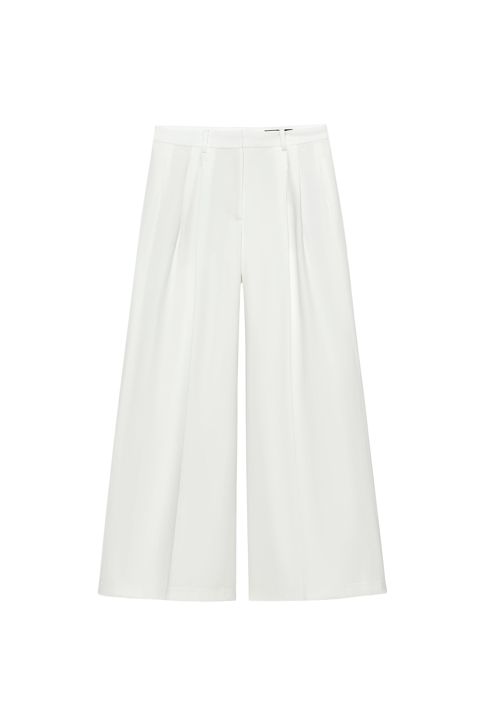 Wide-leg pleated trousers