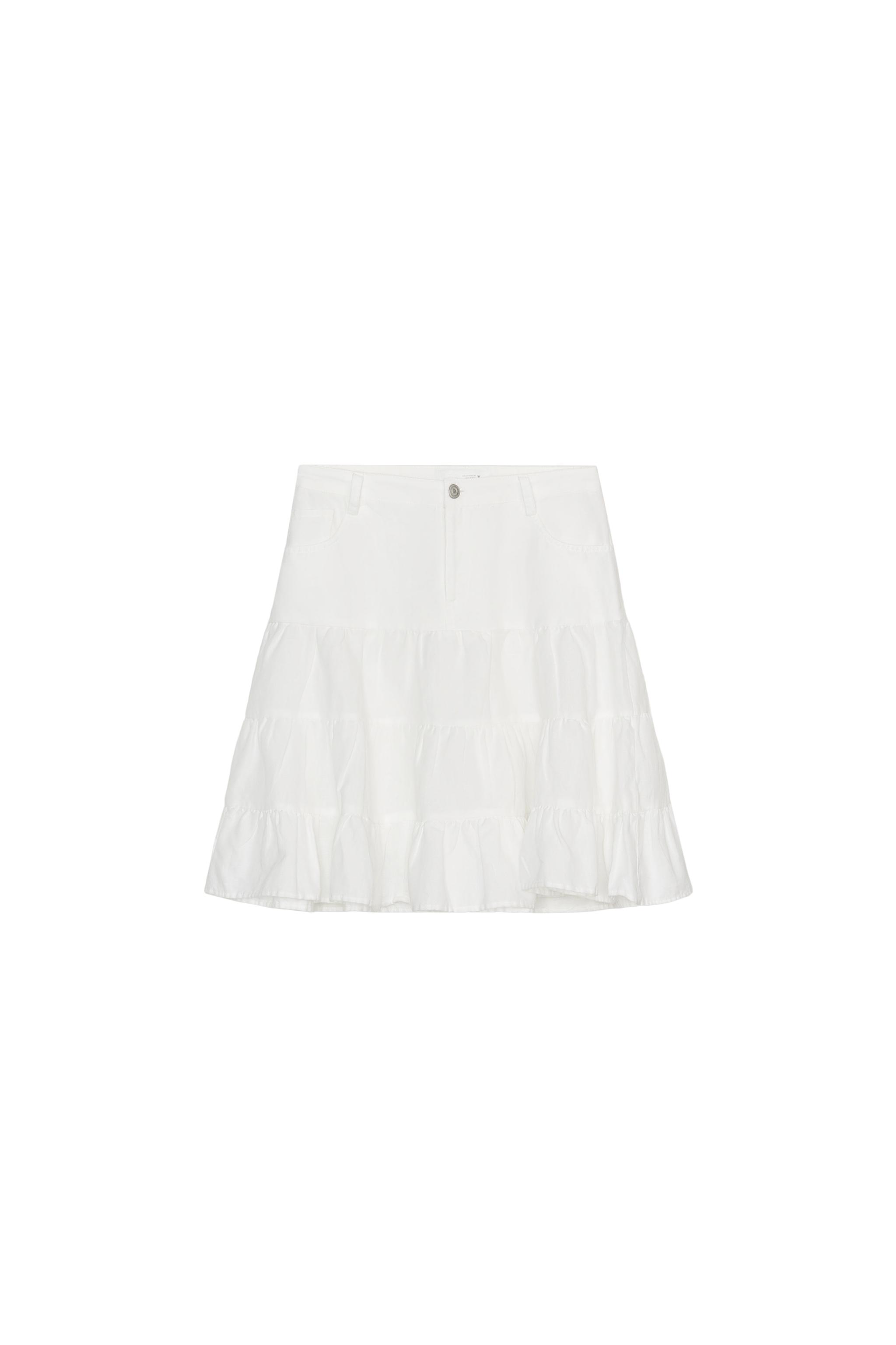 Linen Blend Ruffled Skirt