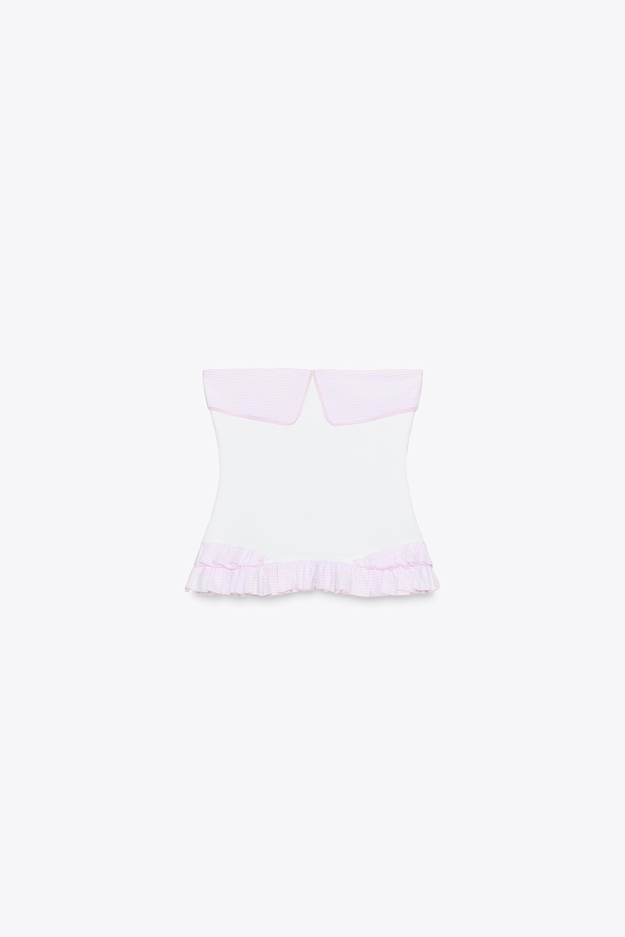 White Combined Strapless Top