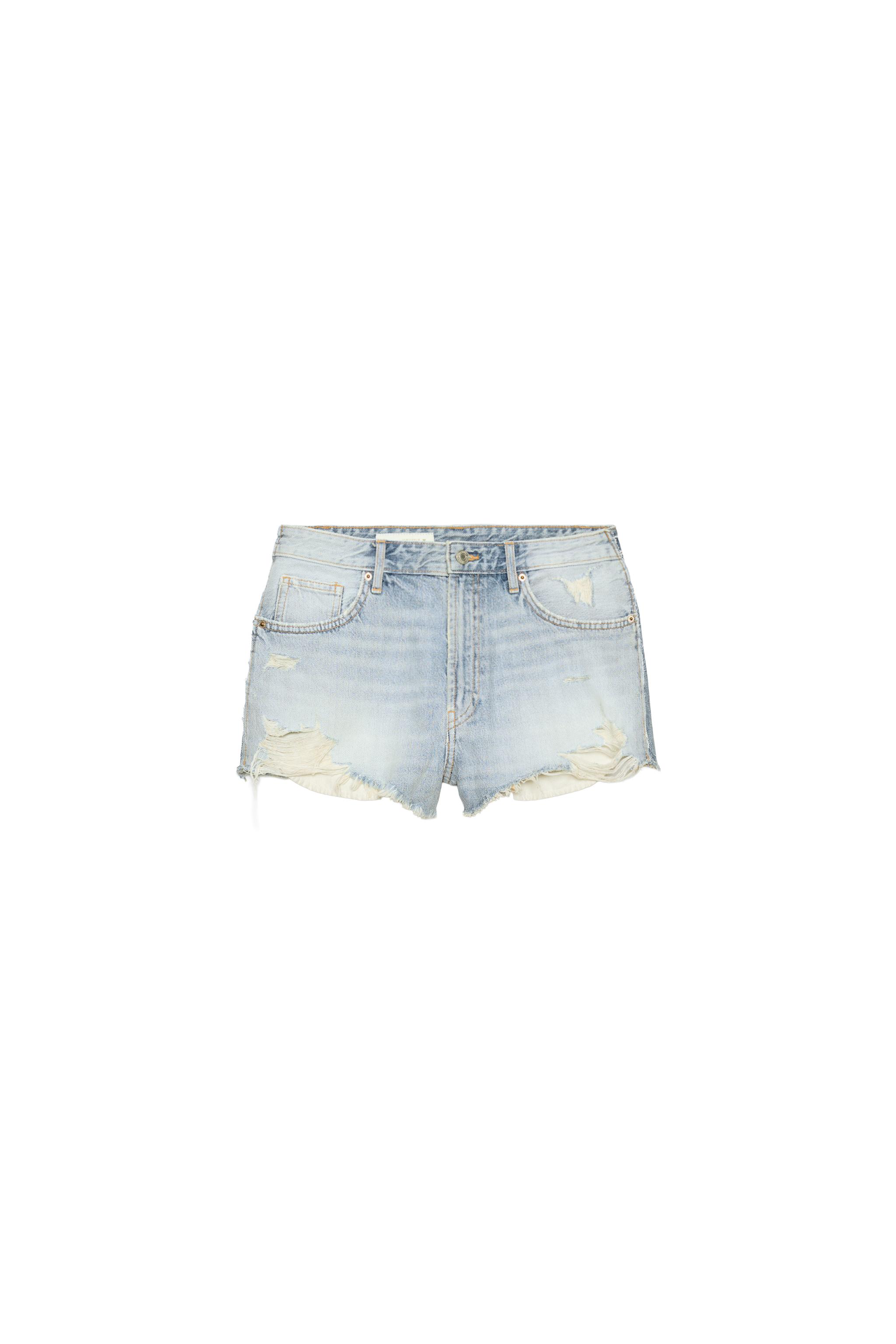 High-Waist Ripped Denim Shorts