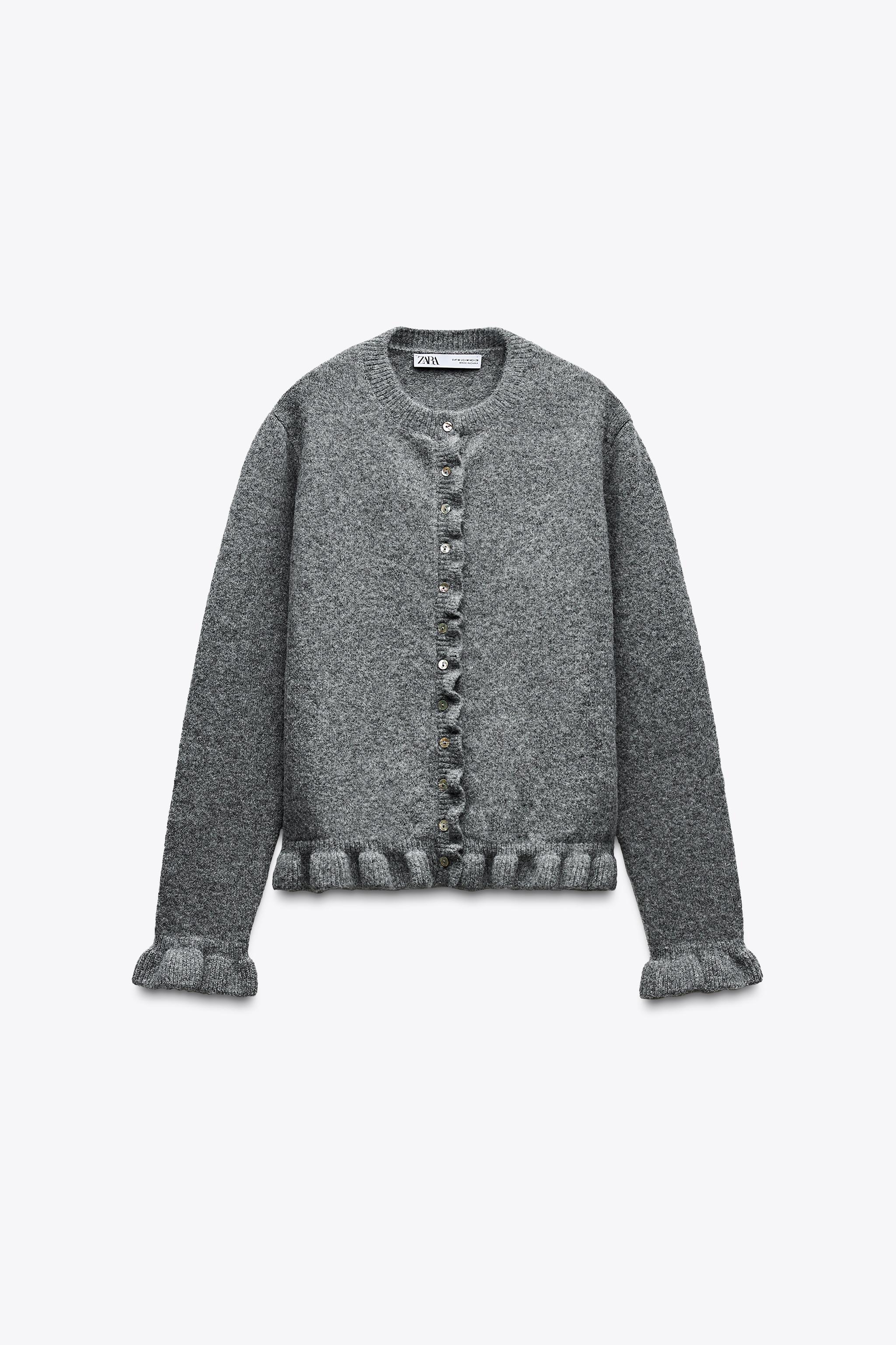 Ruffled Knit Cardigan