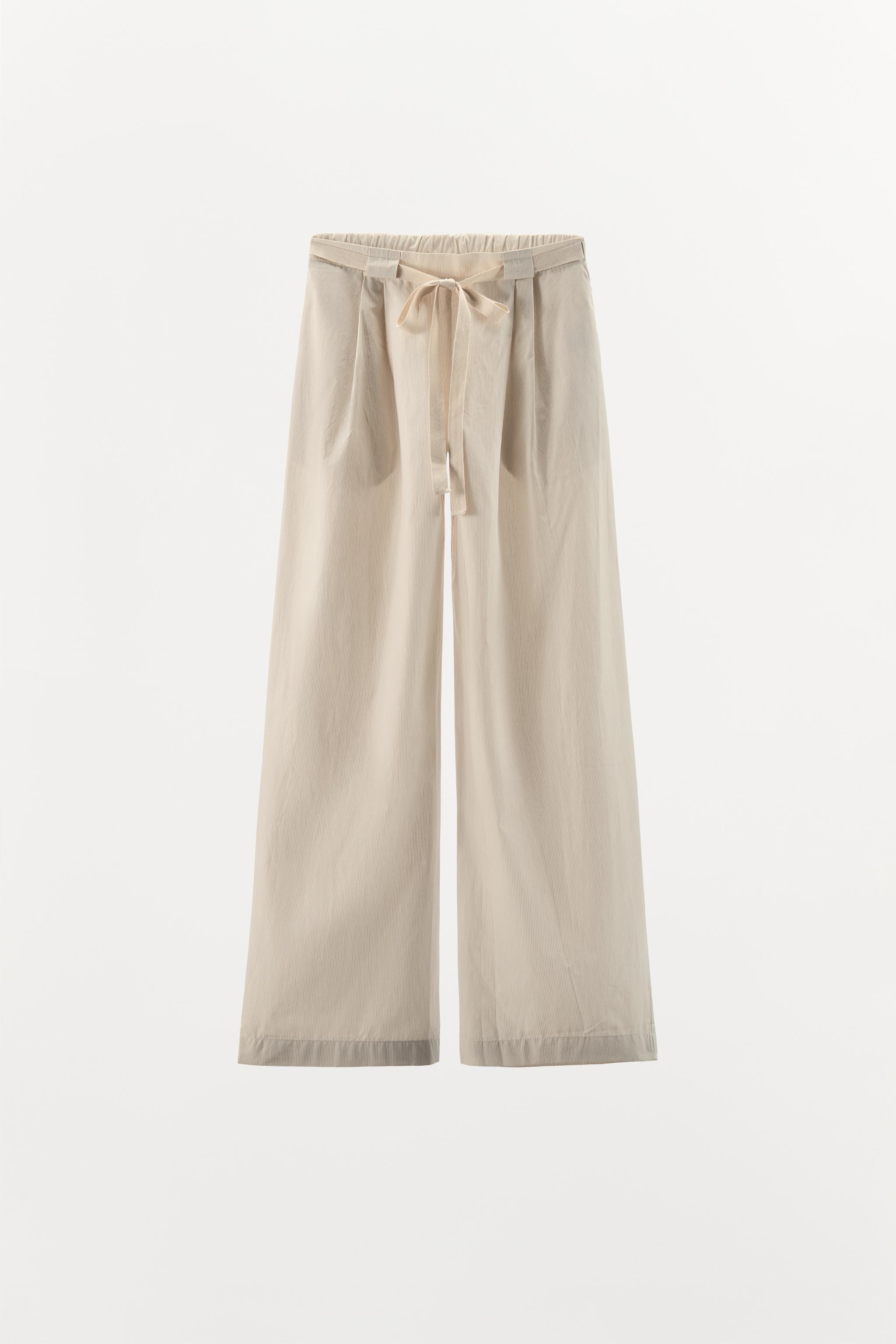 Striped poplin trousers