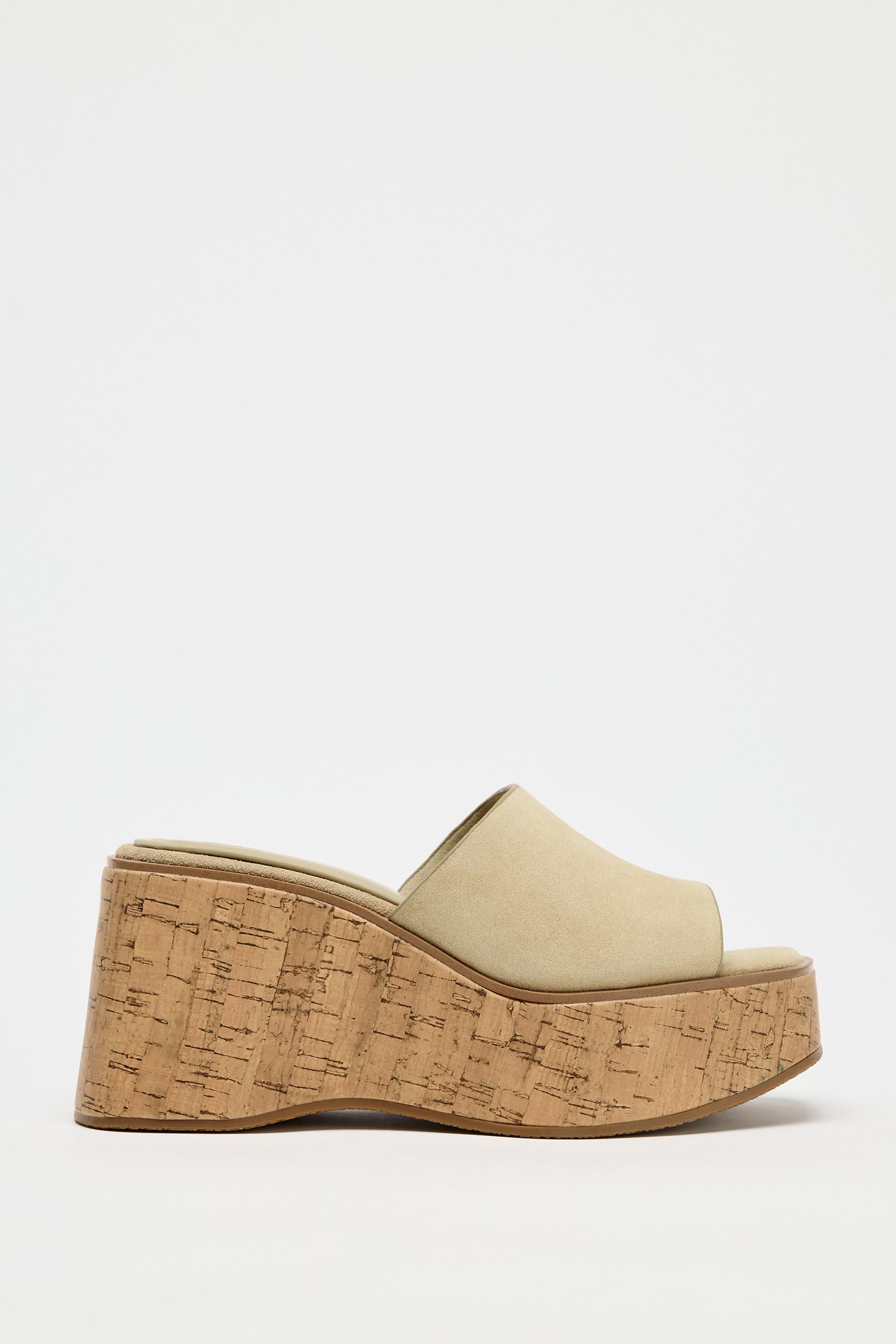 Faux leather wedge heels