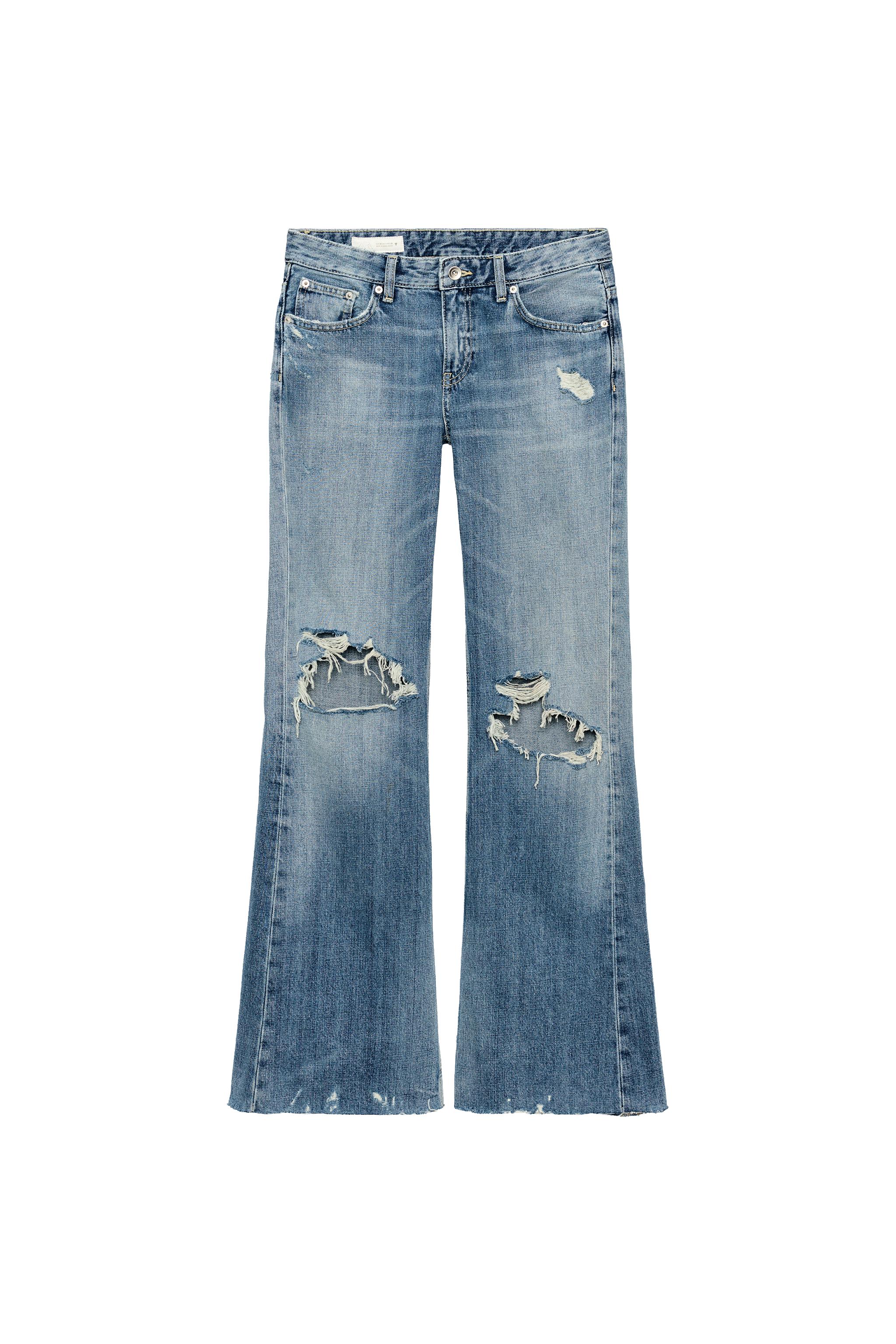 Distressed wide-leg jeans