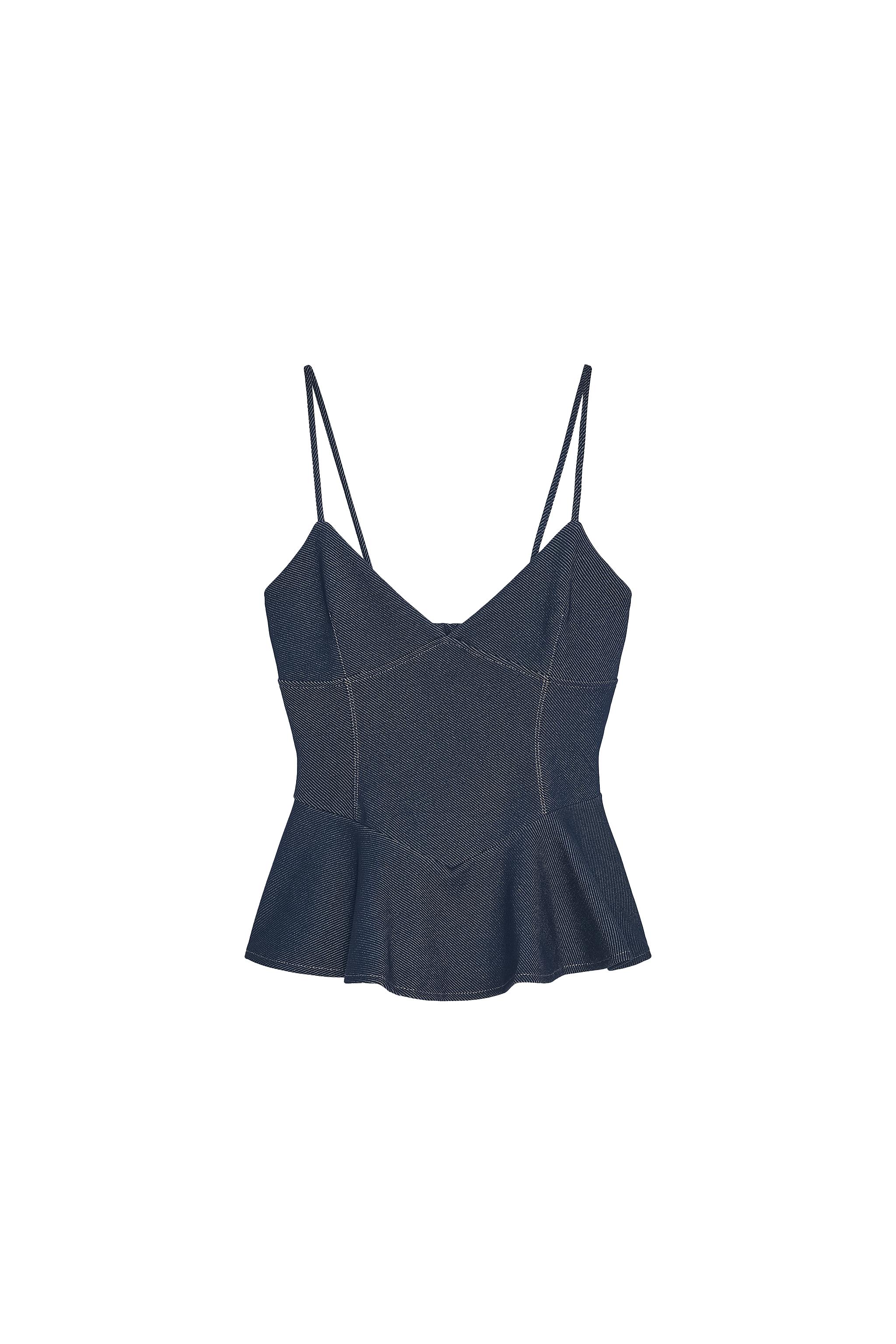 Peplum faux-leather top