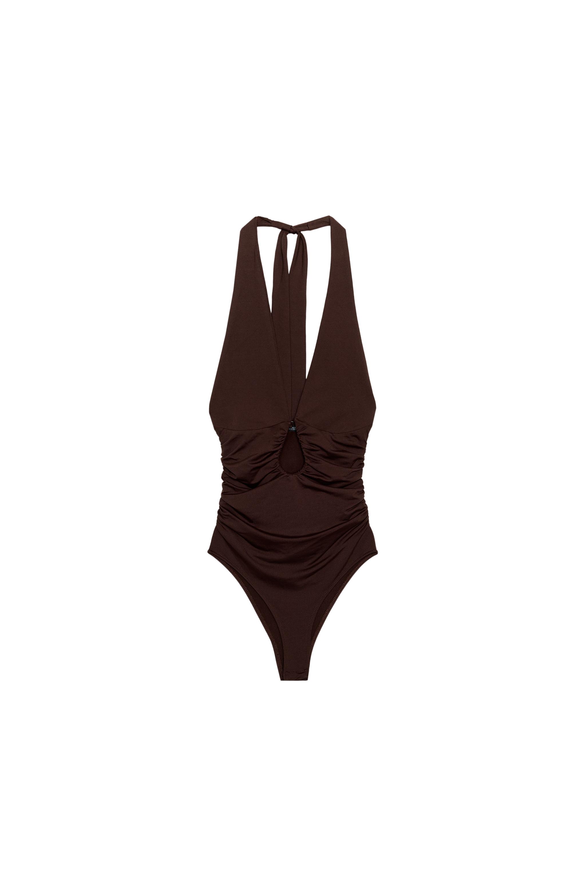 Draped polyamide bodysuit