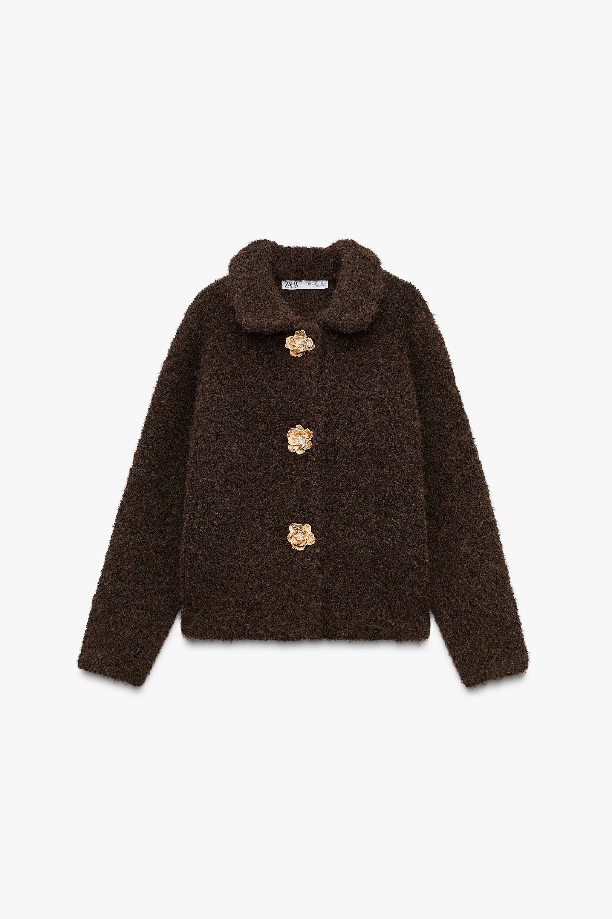 Chaqueta Punto Pelo Zara Telier Chaqueta Punto Efecto Pelo Botón