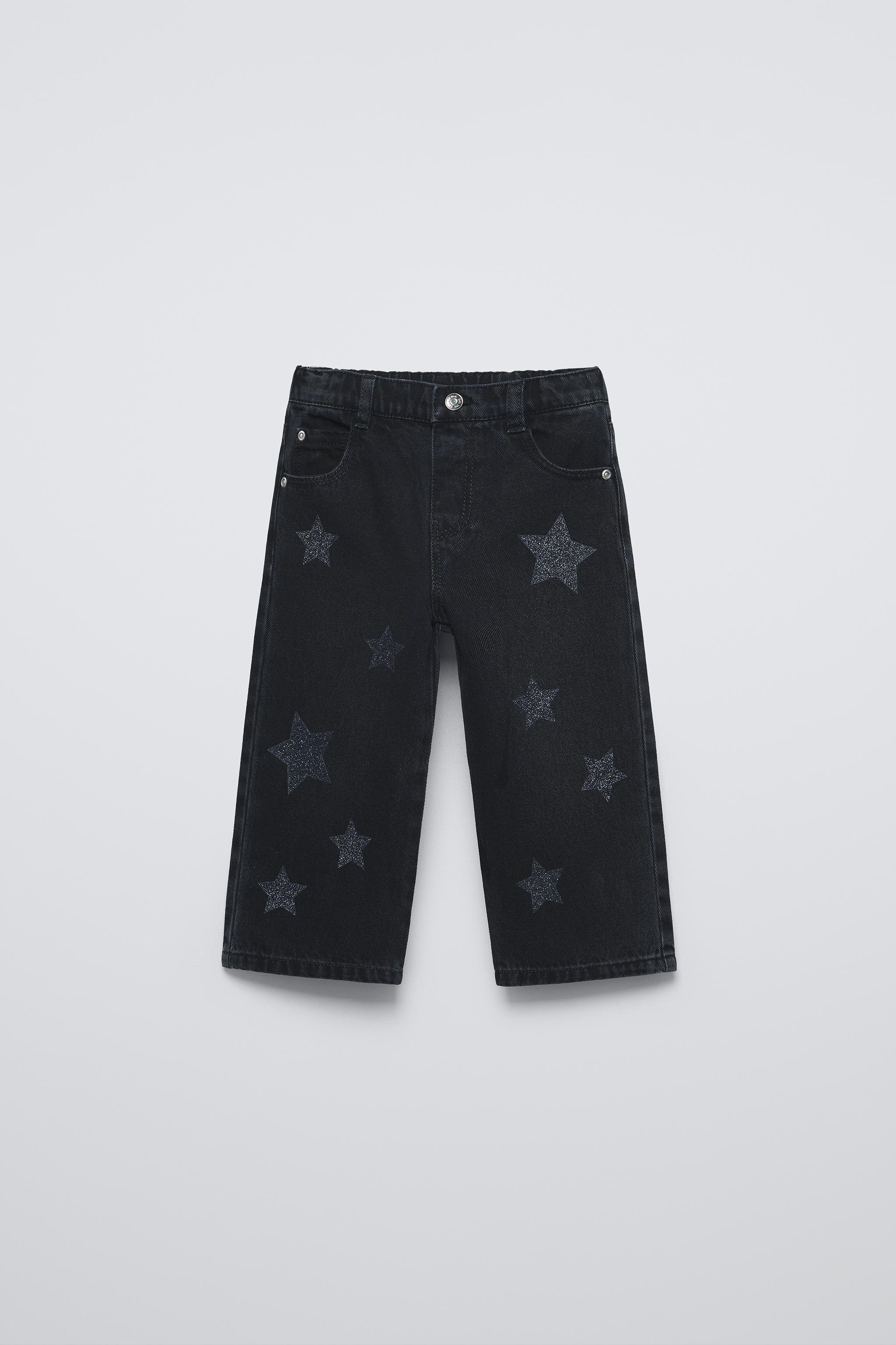 Sparkly Star Wide-Leg Jeans