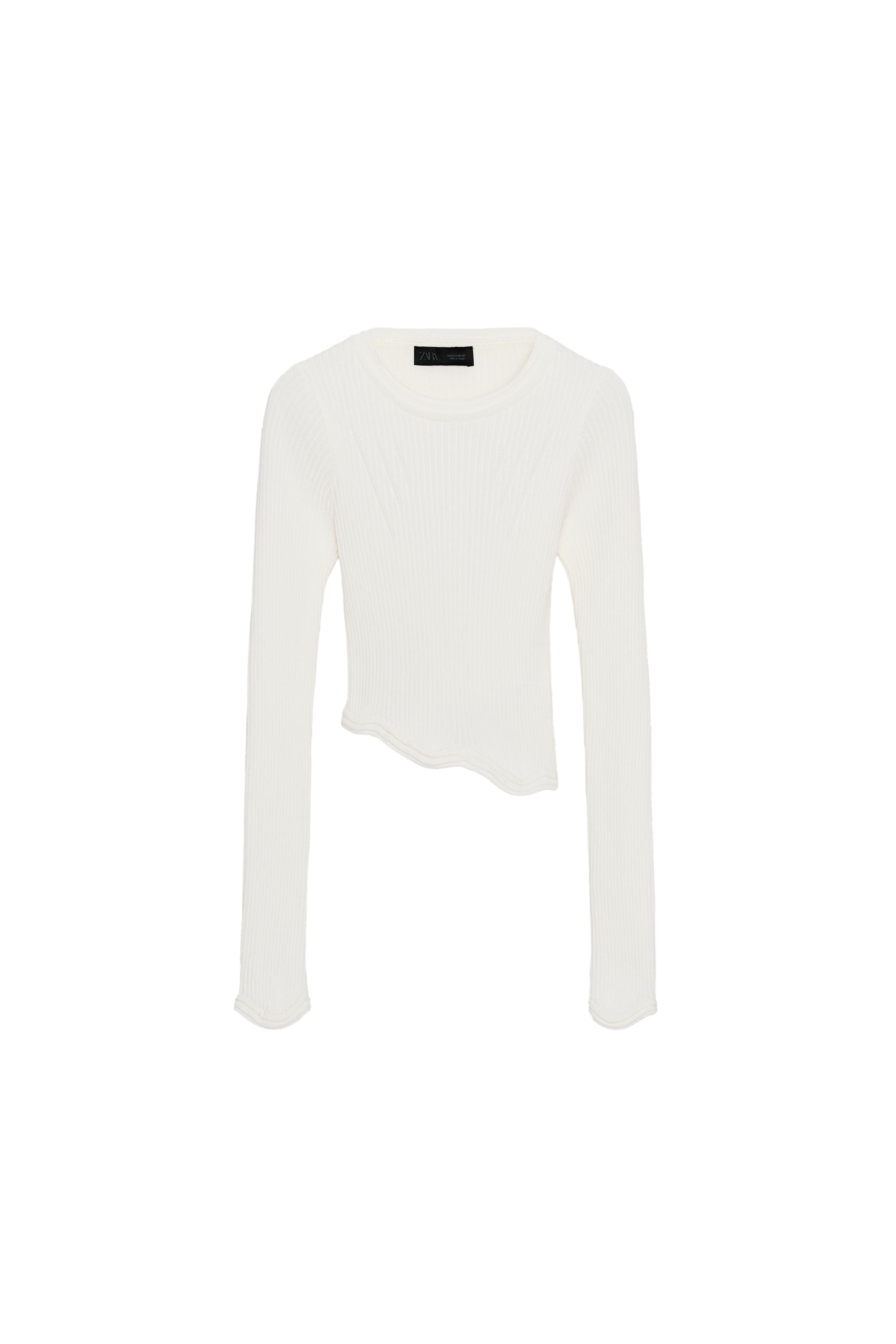 Asymmetric cropped knit top