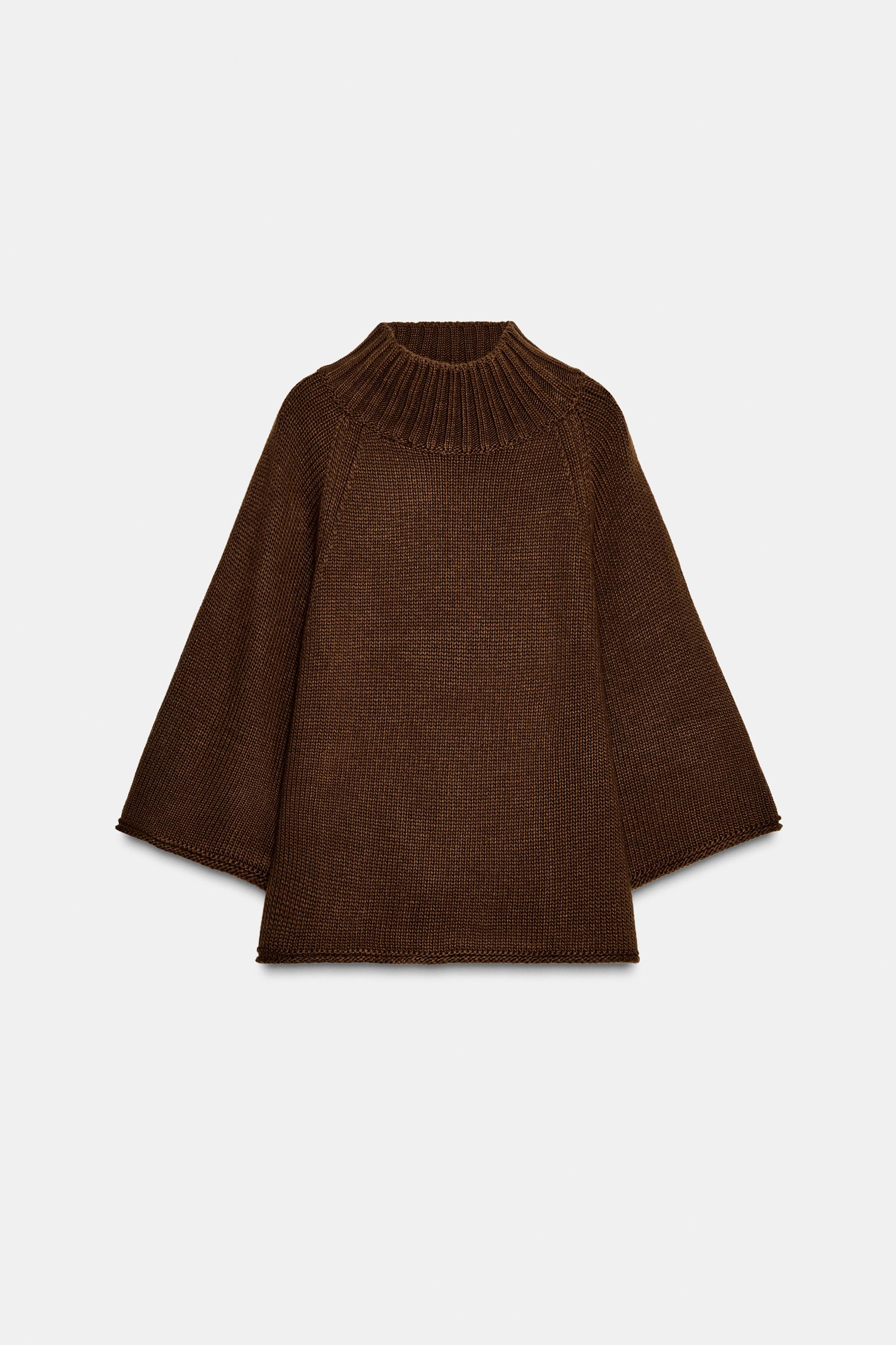Knitted sweater wide sleeves