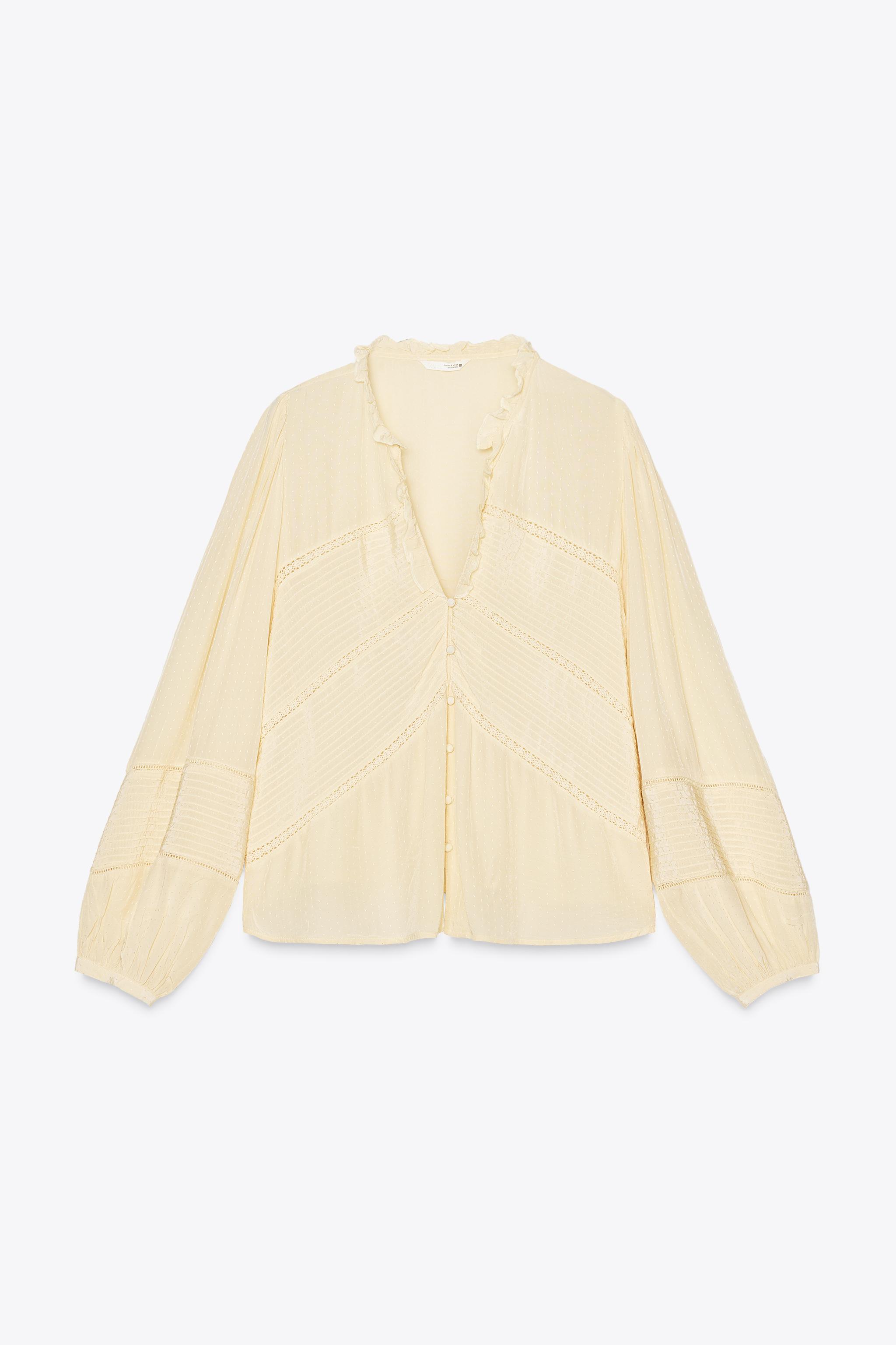 Blouse with frill trim