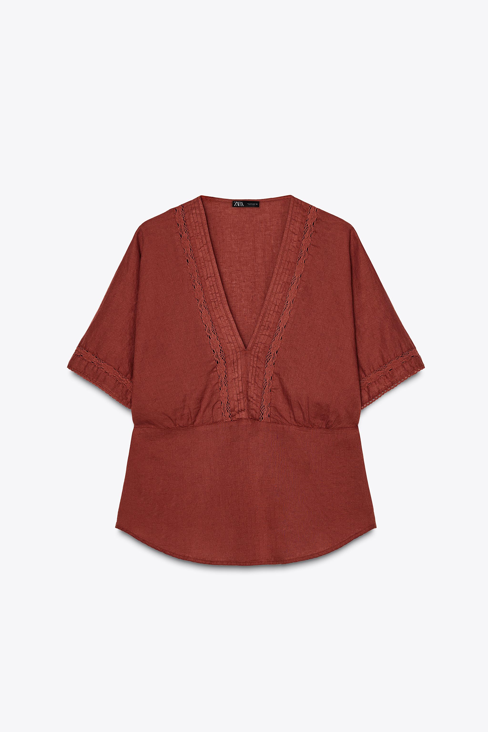 Lace Trim Linen Top
