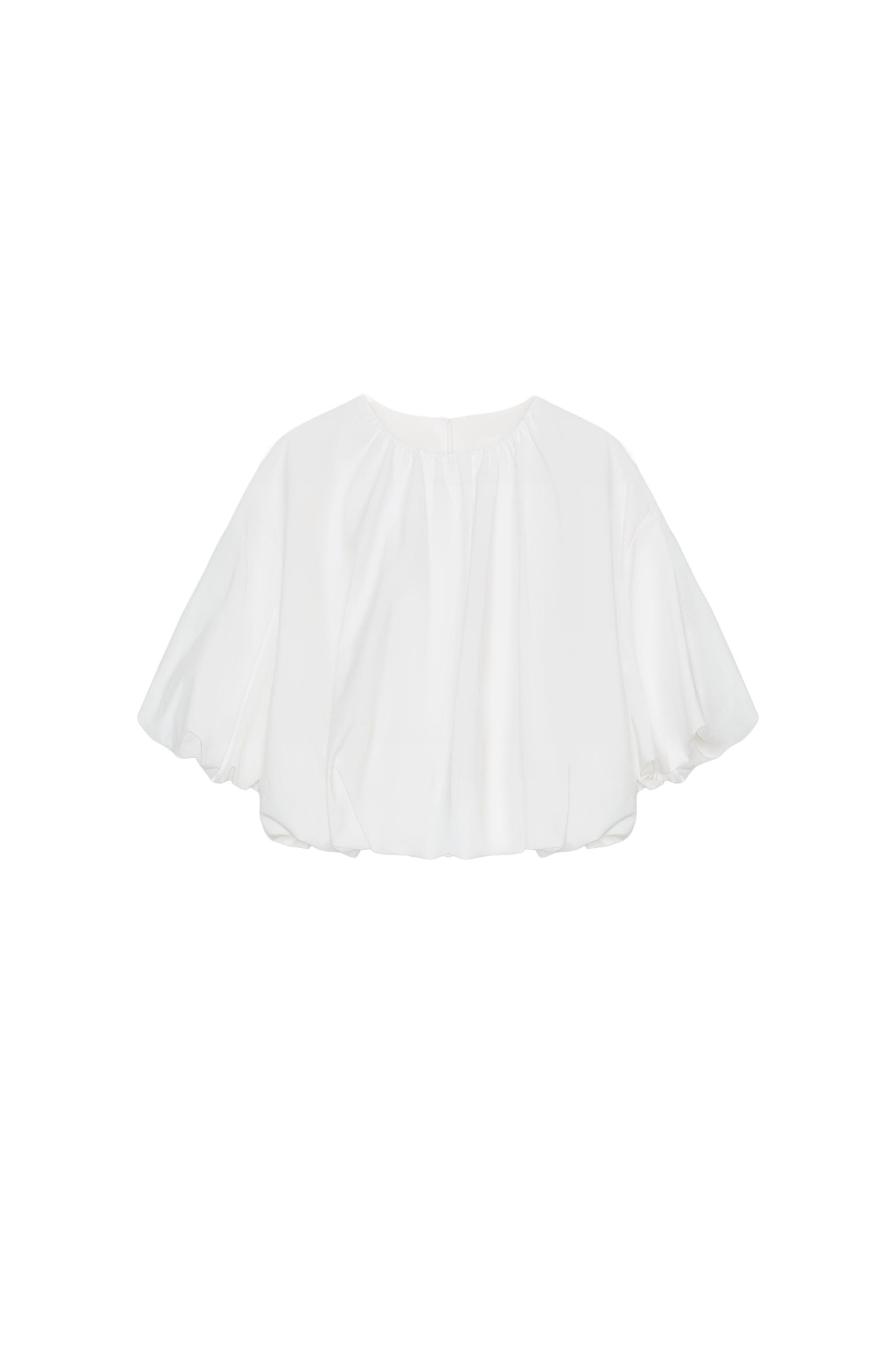 Poplin balloon sleeve top
