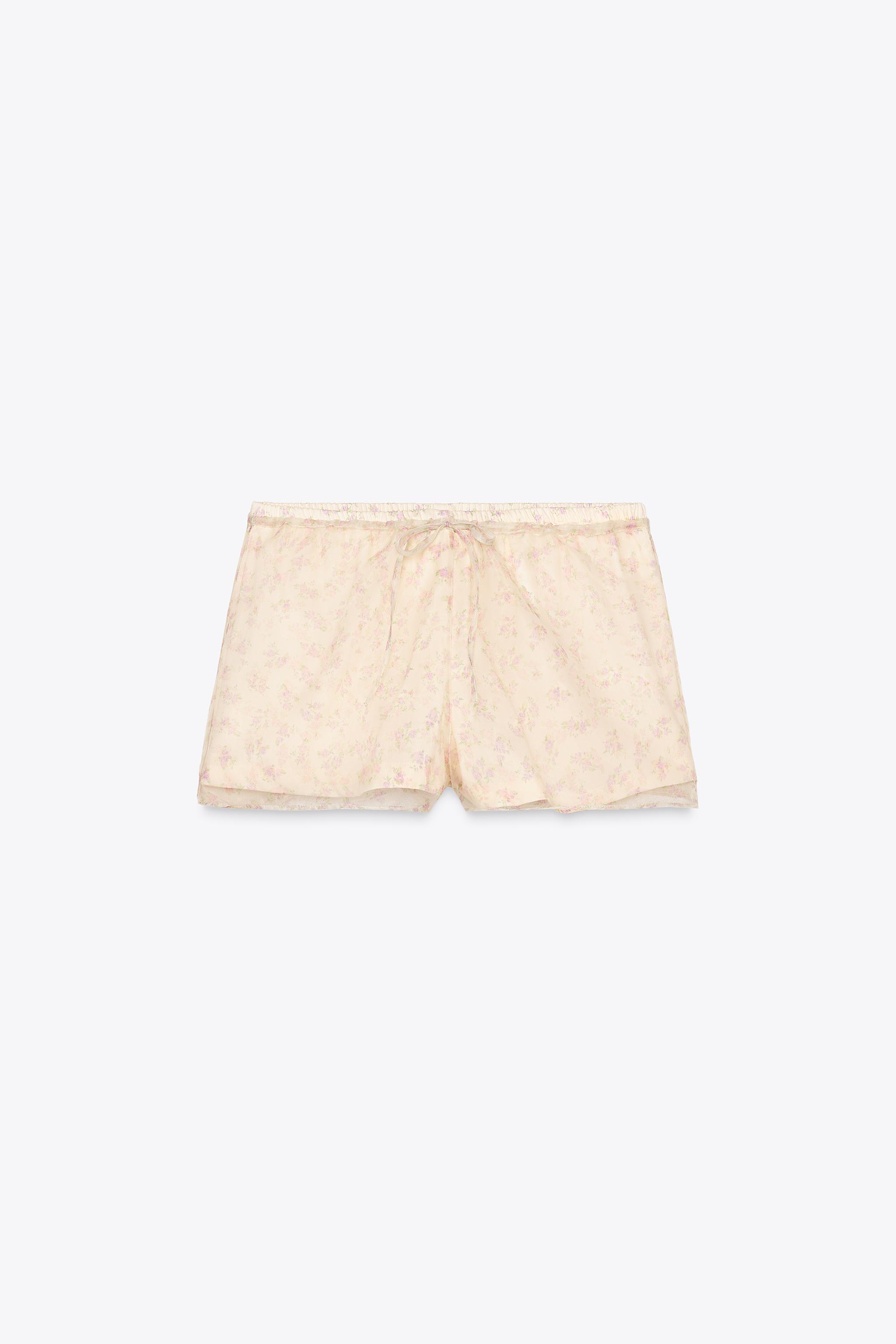 Floral organza shorts