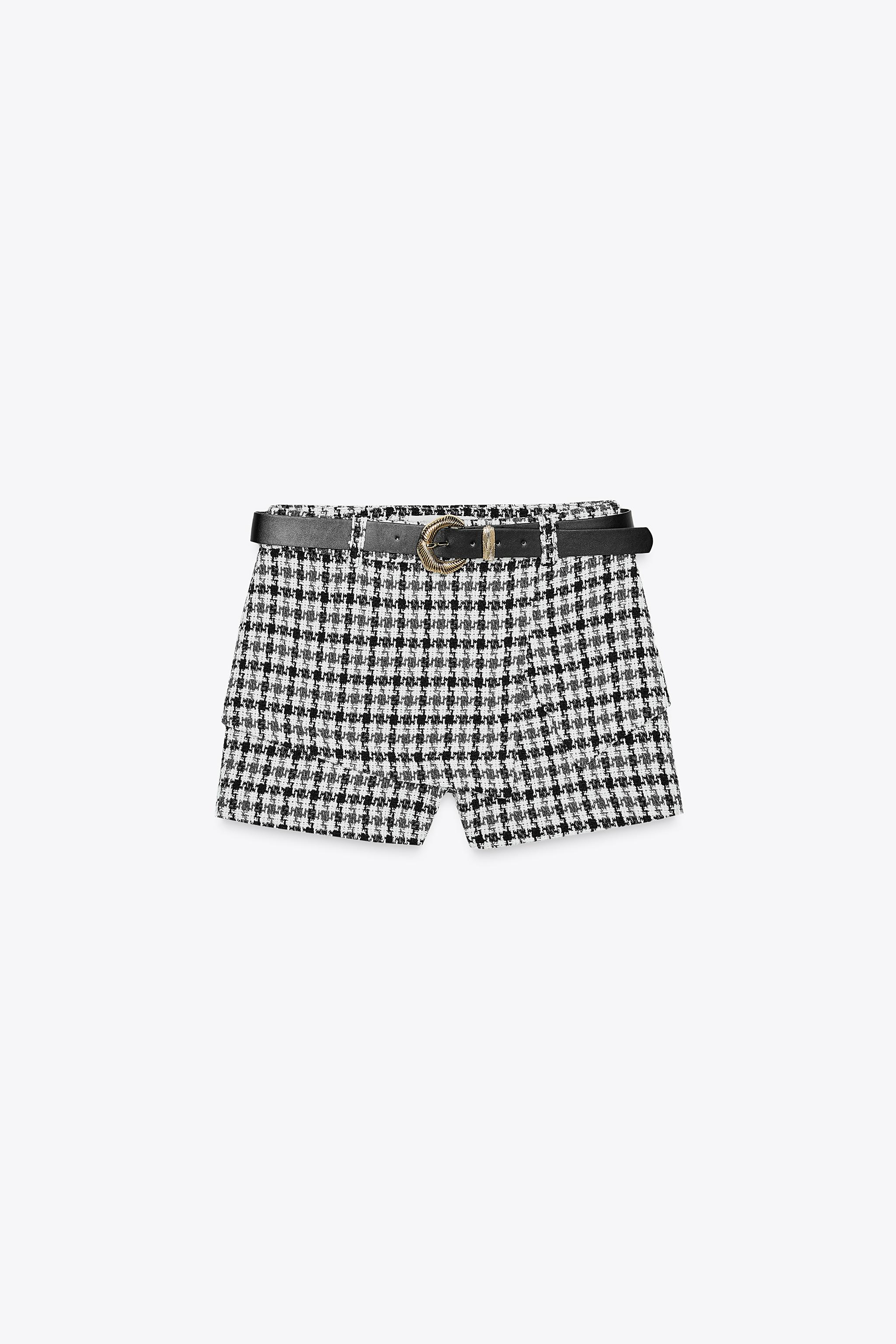 Textured belted skort