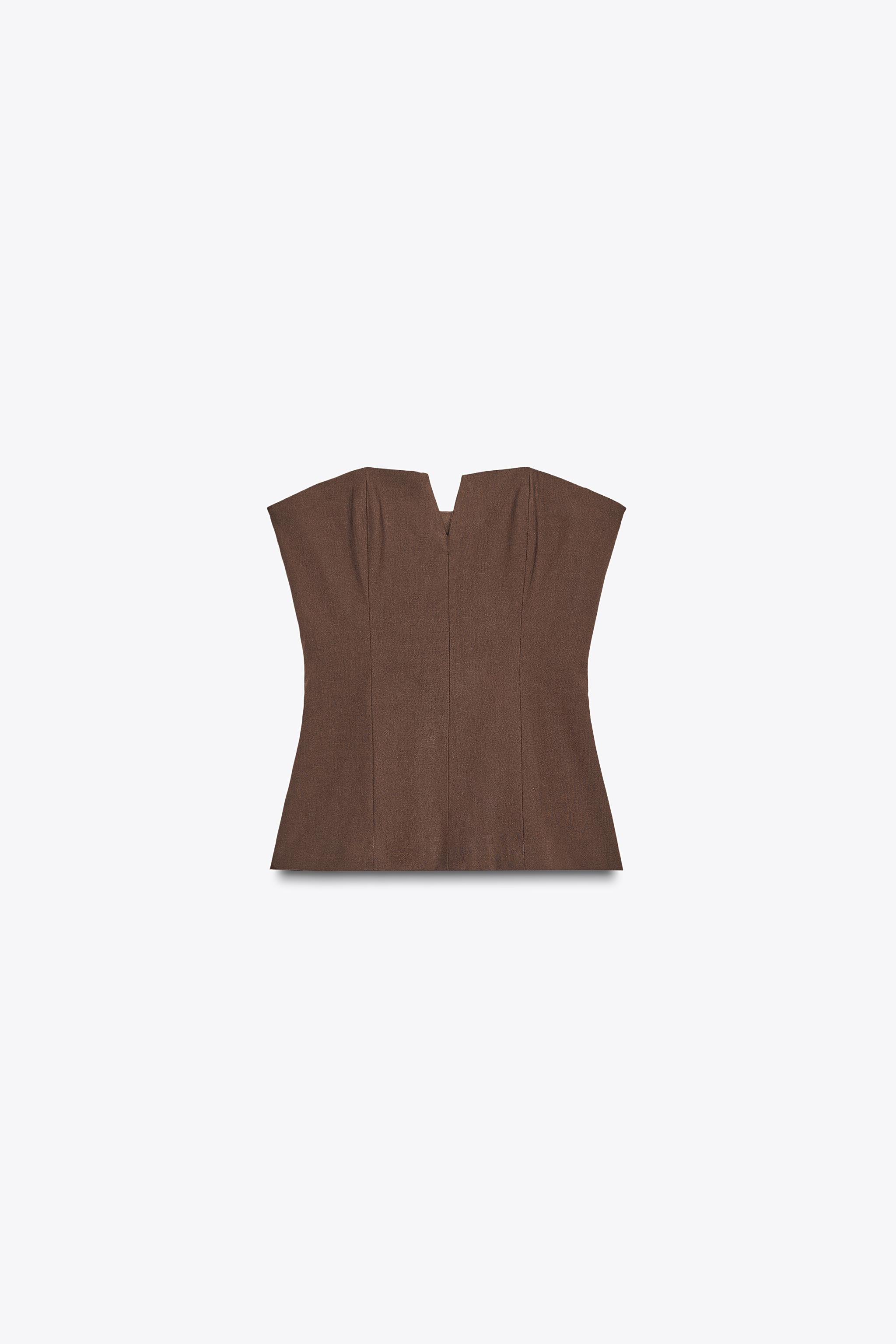 Bouclé Strapless Top